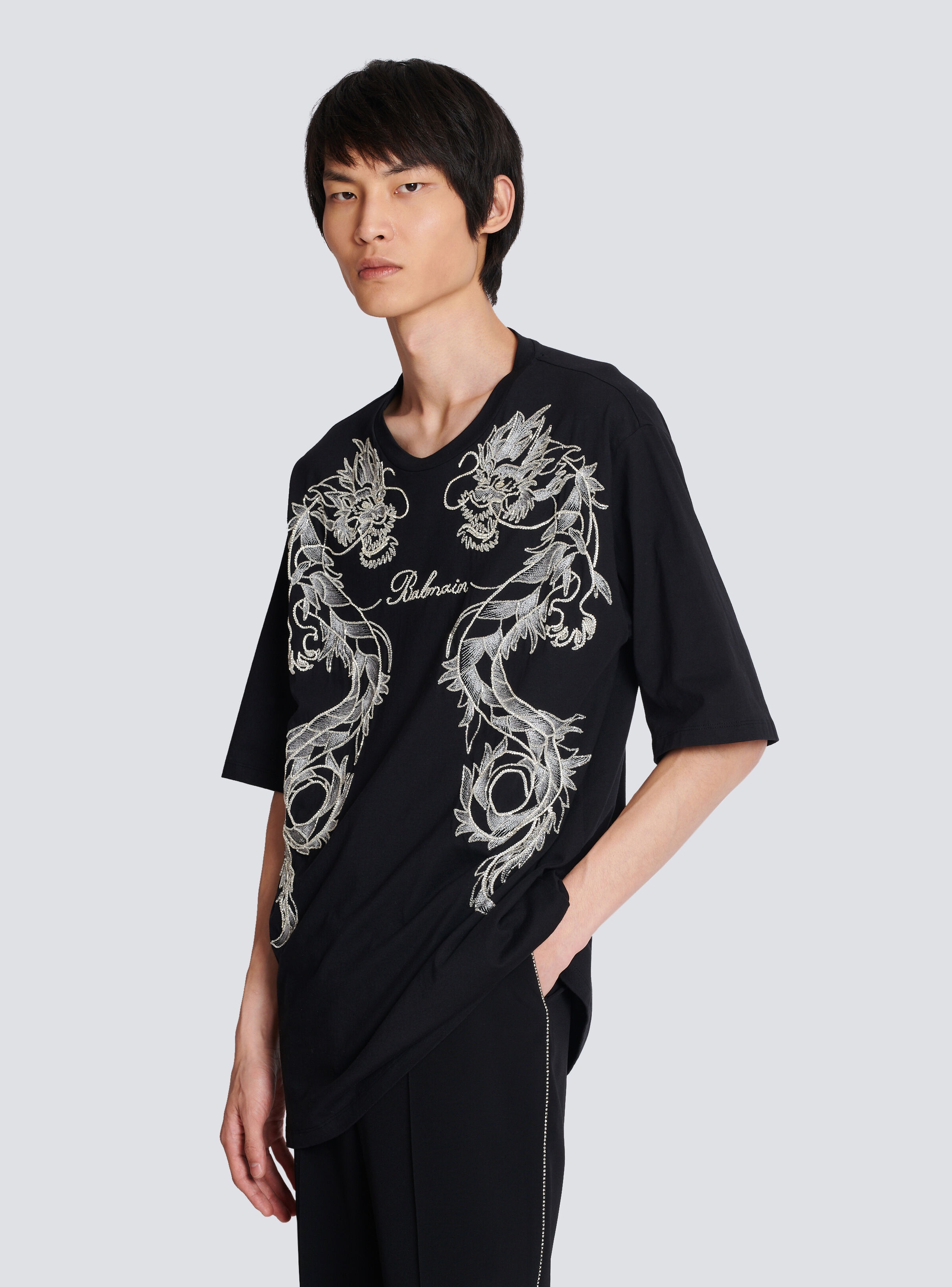 Embroidered Dragon T-shirt with rhinestones - 6
