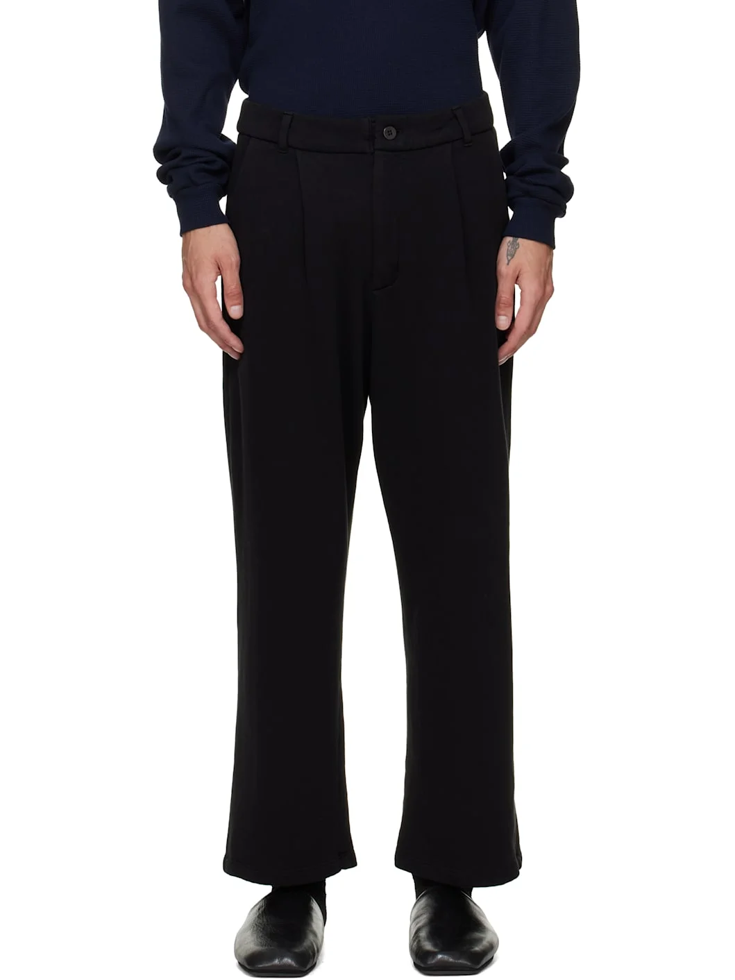 Black French Terry Suit Trousers - 1