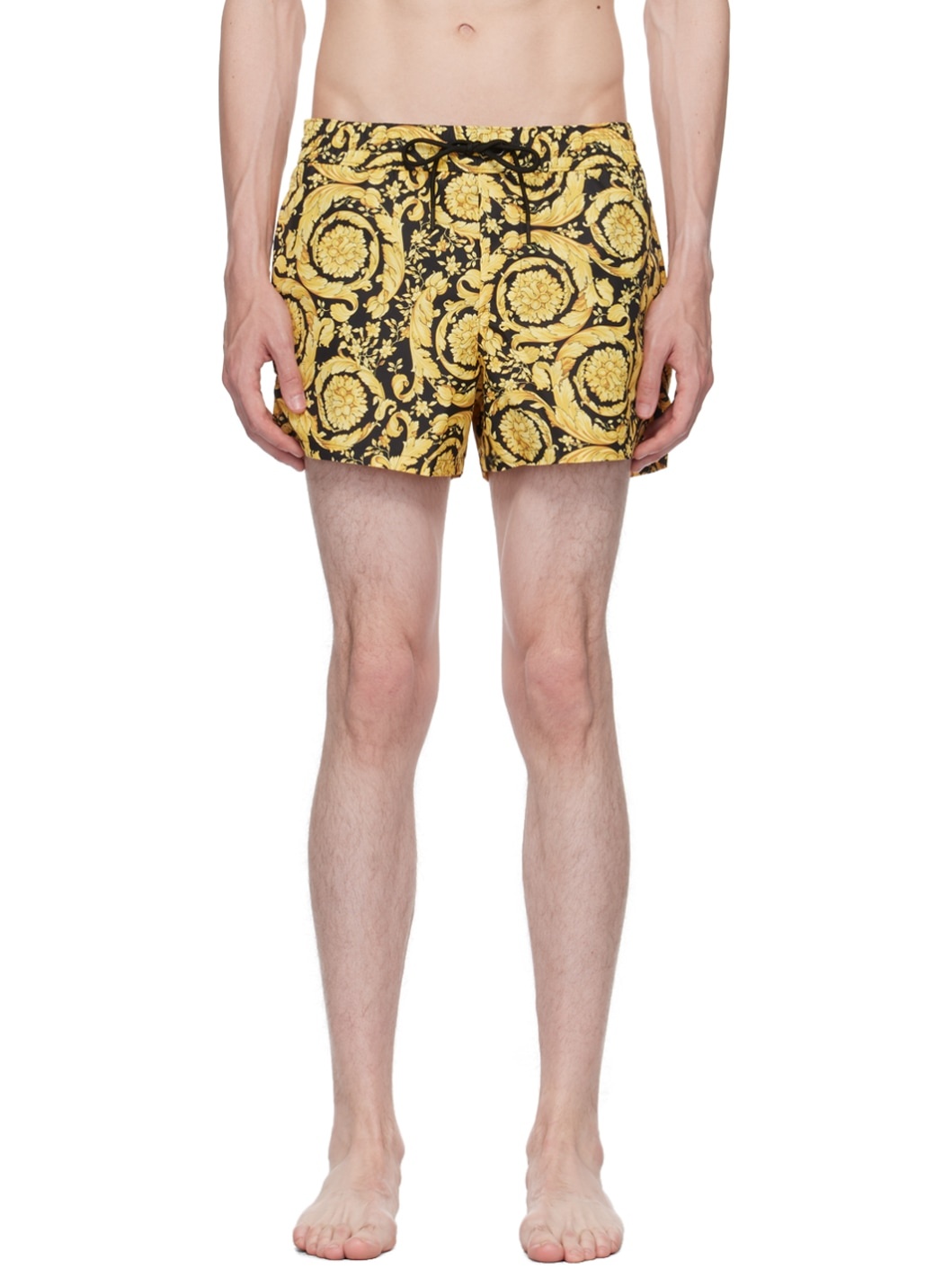 Black & Gold Barocco Swim Shorts - 1