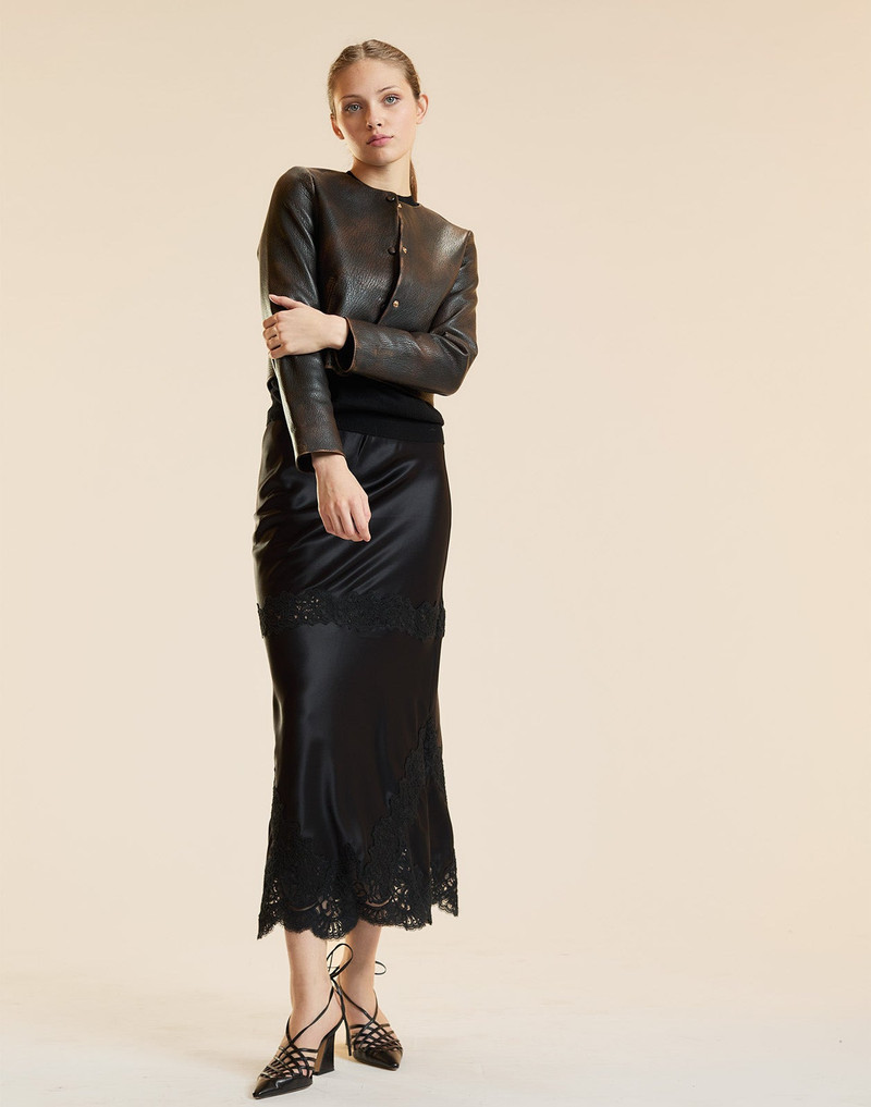 CYNTHIA ROWLEY Garbo Silky Lace Skirt outlook