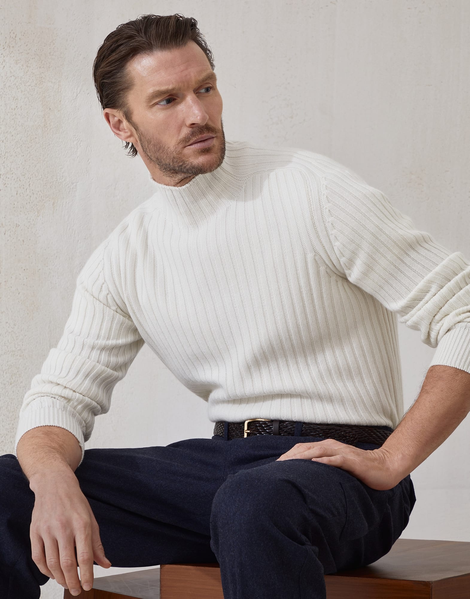 Cashmere flat rib turtleneck sweater - 4