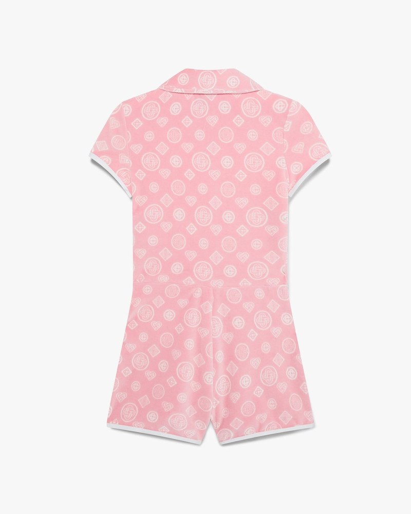 Pink Velour Monogram Playsuit | Casablanca Paris 6
