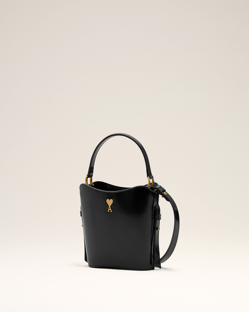 BLACK LEATHER MINI PARIS PARIS BUCKET BAG 3