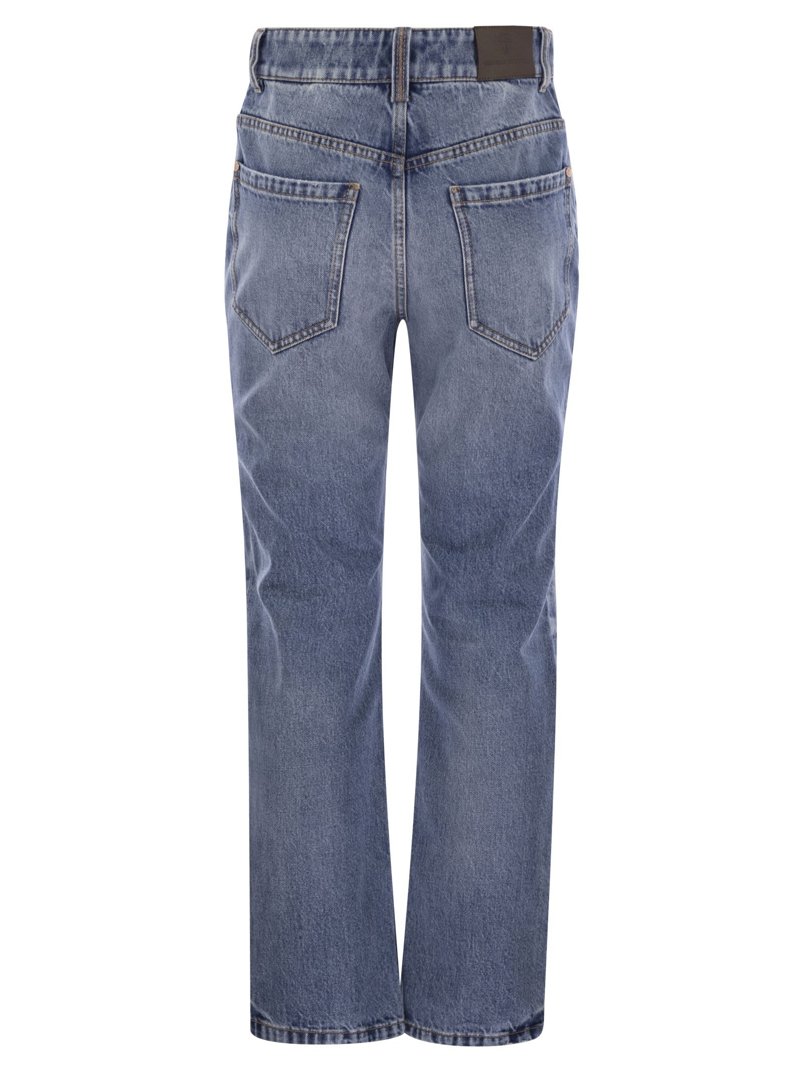Brunello Cucinelli Women Authentic Denim Loose Trousers With Shiny Tab - 2