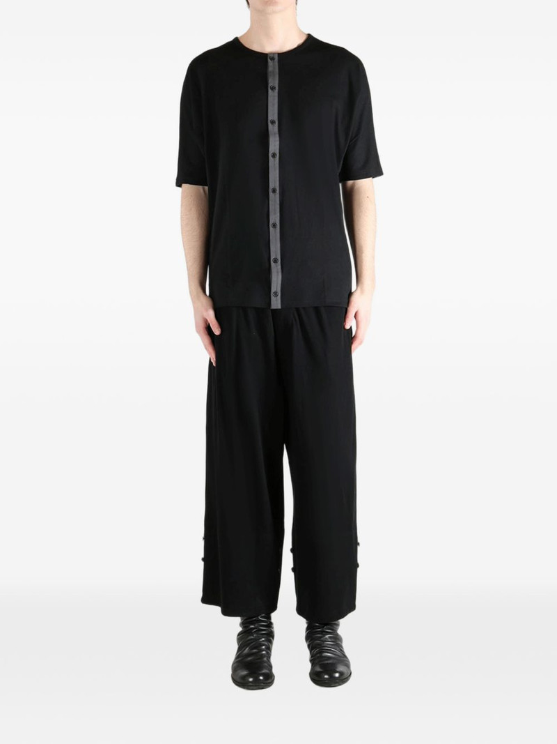 Yohji Yamamoto contrast-trim button-up T-shirt outlook