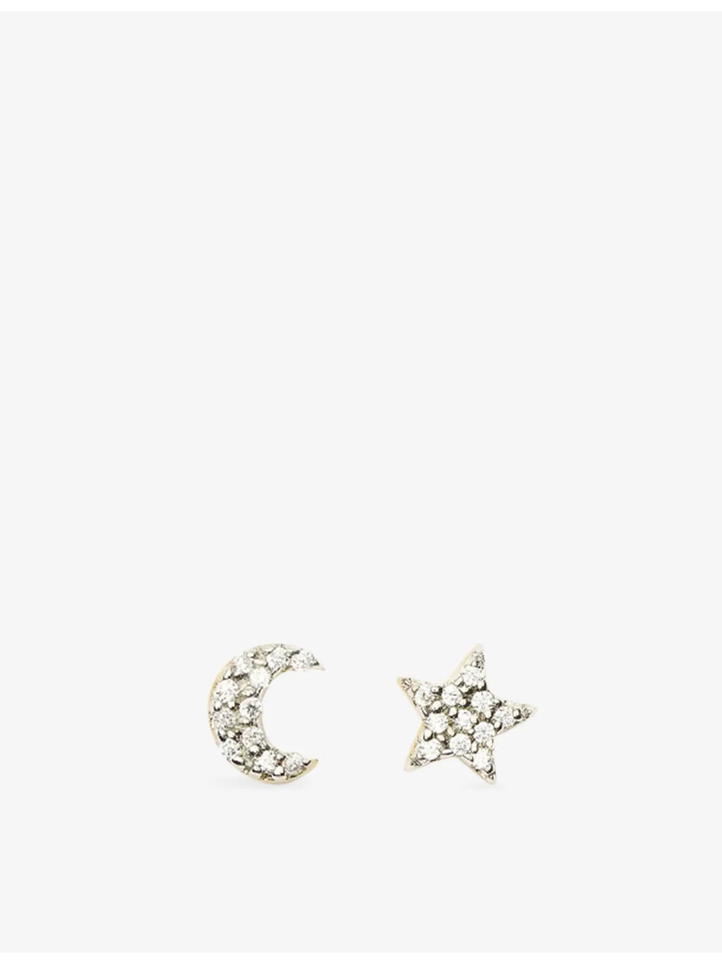 Pave Star Moon 18ct Yellow Gold Vermeil And Cubic Zirconia Stud Earrings - 1