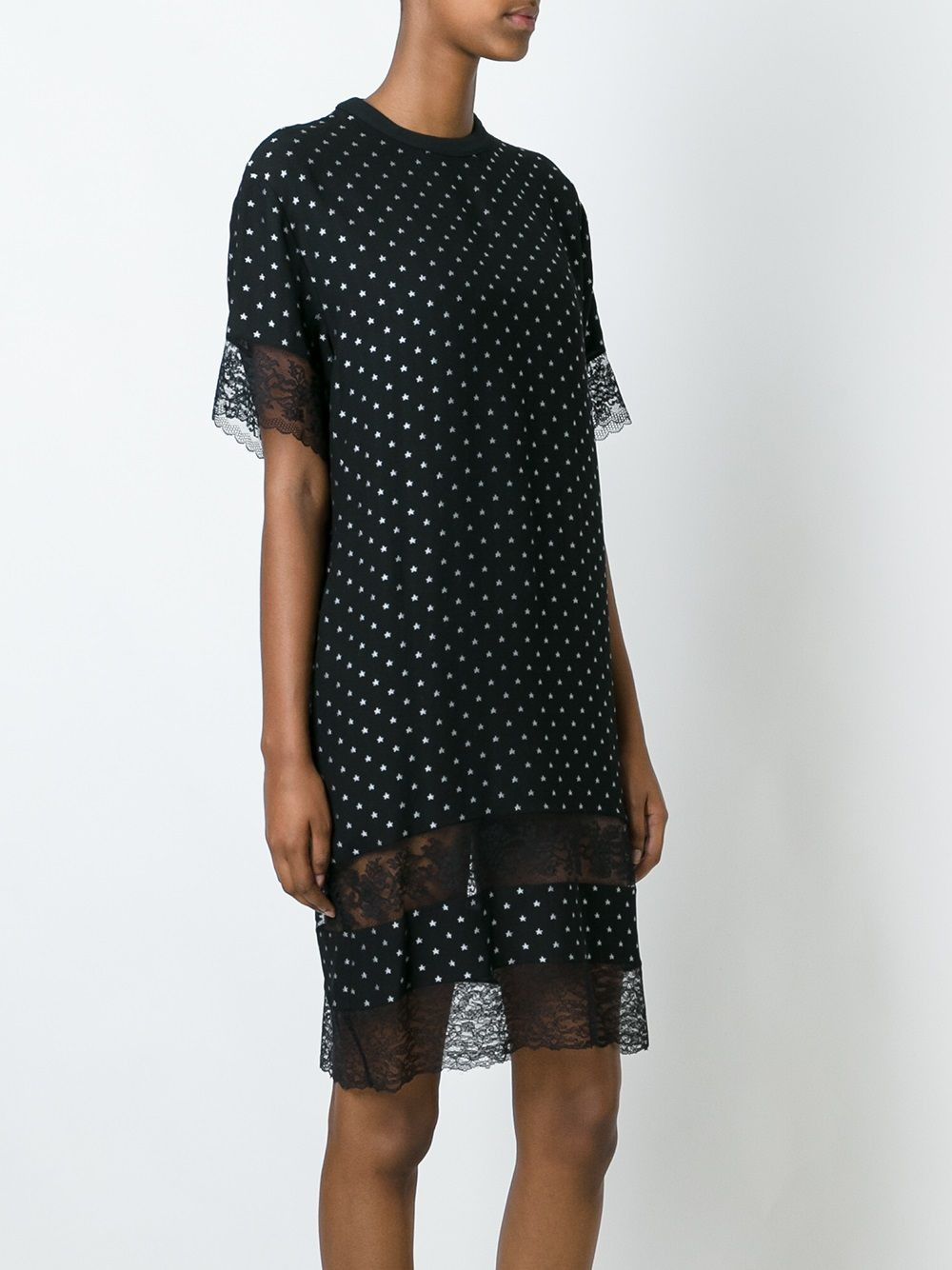 lace panel T-shirt dress - 3