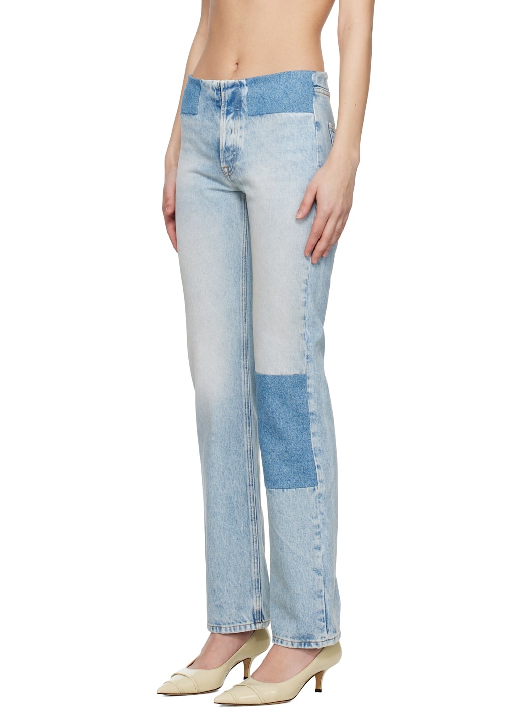 Blue Patchwork Jeans - 4