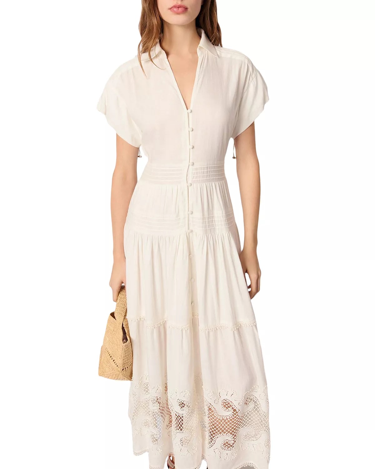 Embroidered Ruffled Maxi Dress - 8