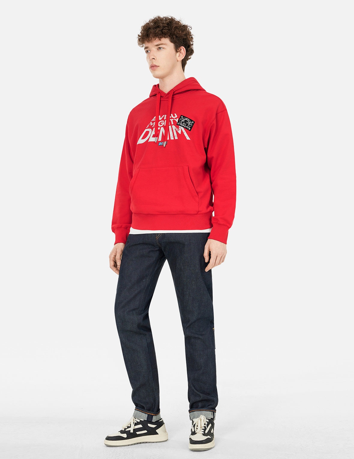 Slogan Print with Godhead Patch Embroidery Relax Fit Hoodie - 3