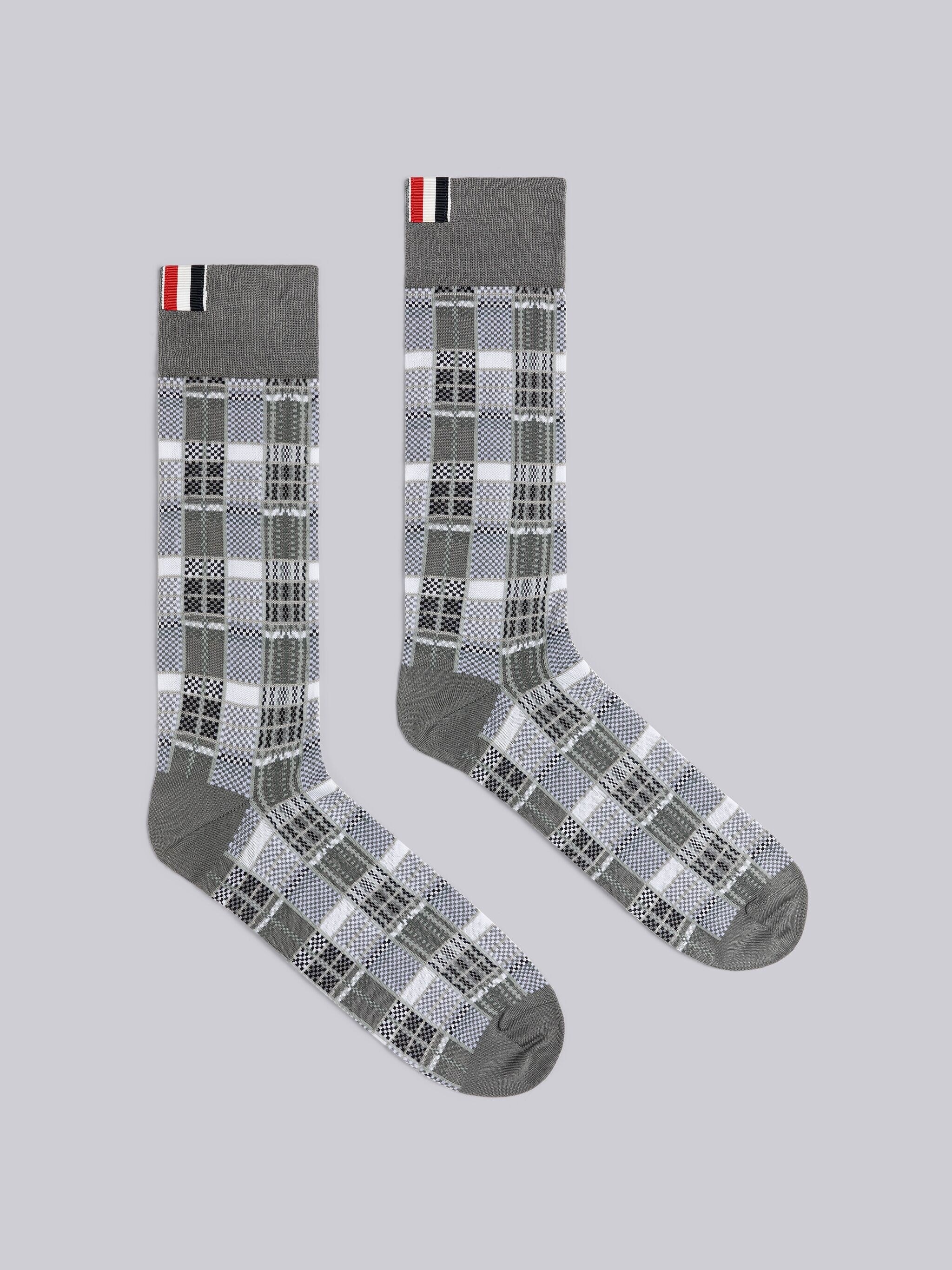 MADRAS COTTON JACQUARD MID CALF SOCKS - 1