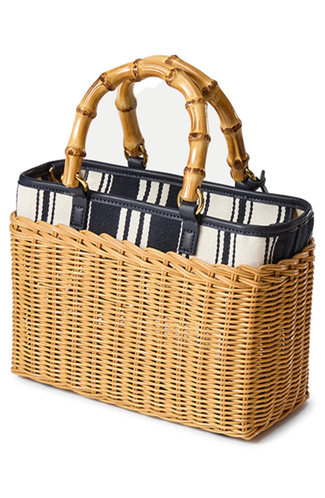 Veronica Beard Porto Wicker Stripe Canvas Bag in Natural Wicker/Navy Stripe at Nordstrom - 3