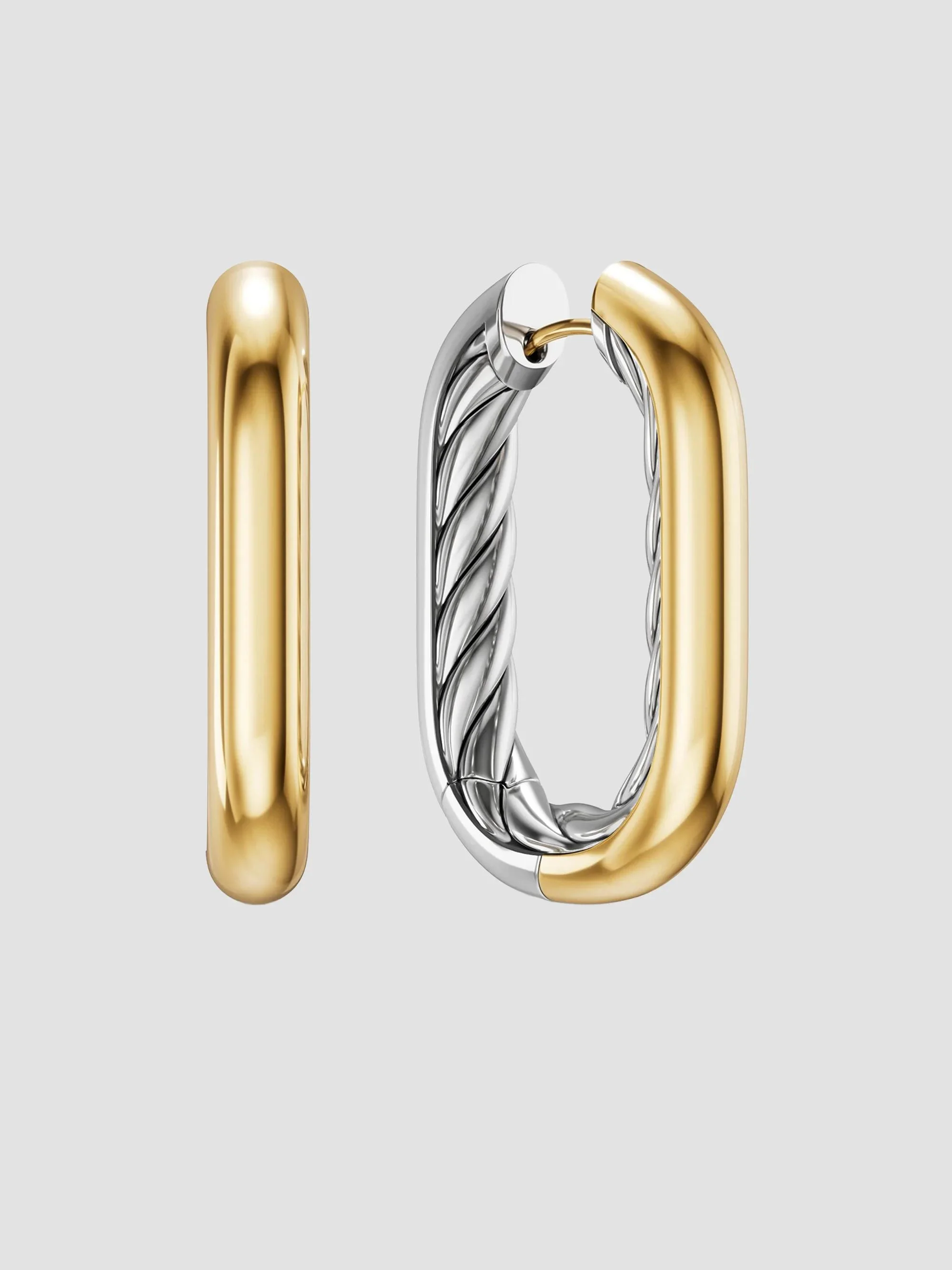 Women's DY Madison Smooth Hoop Earrings in Sterling Silver with 14K Yellow Gold, 29.5MM - Silver Mul - 1
