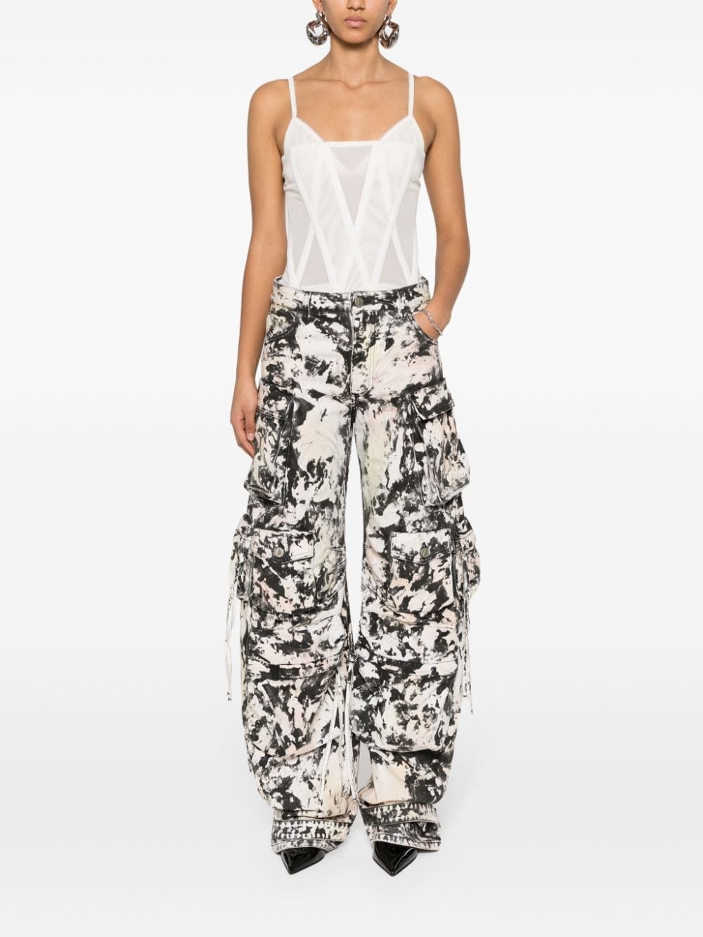 Fern printed wide-leg cargo jeans - 2