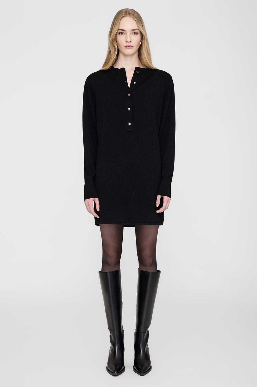 Ghita Dress - Black Cashmere Blend - 3