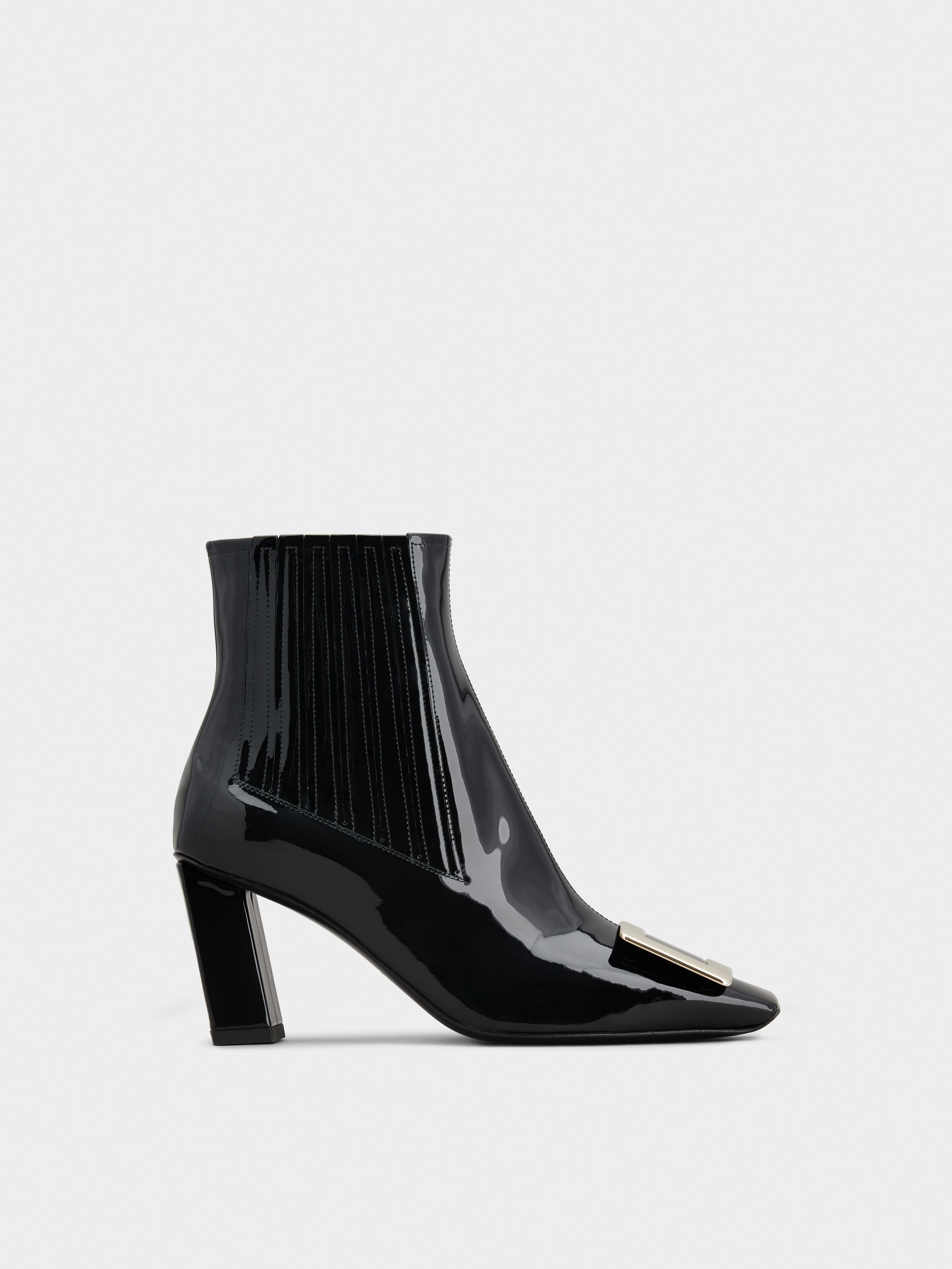 Belle Vivier Metal Buckle Chelsea Ankle Boots in Patent Leather - 1