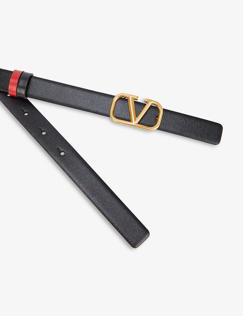 V-logo buckle slim reversible leather belt - 2