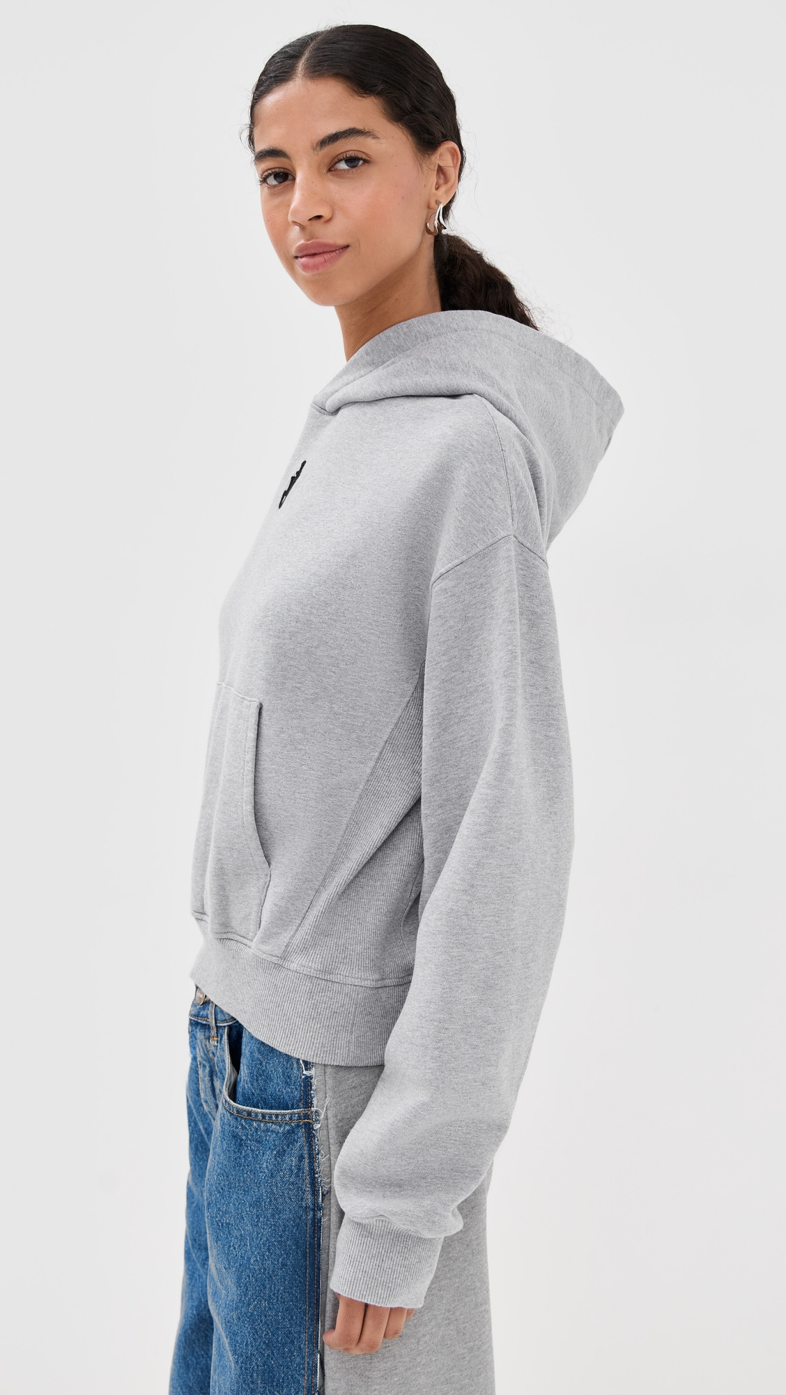 Anchor Embroidery Cropped Hoodie - 4