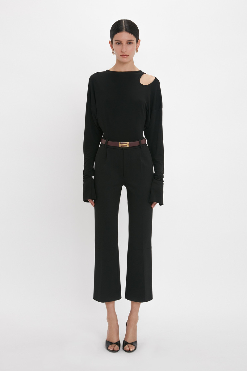 Victoria Beckham Twist Detail Jersey Top In Black outlook