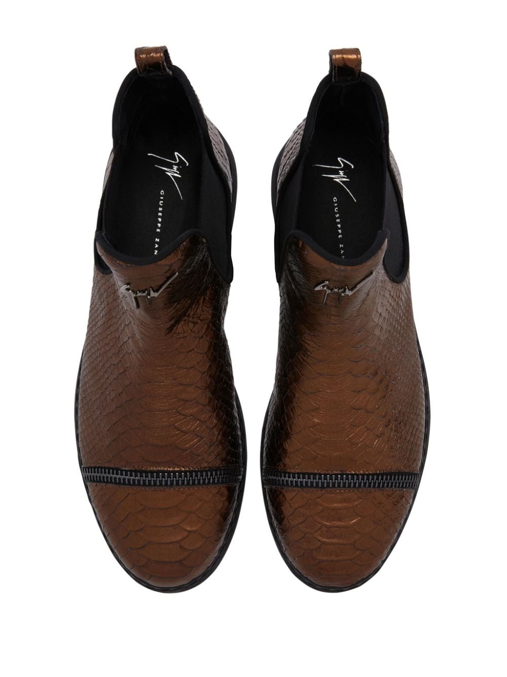 embossed-crocodile leather ankle boots - 4
