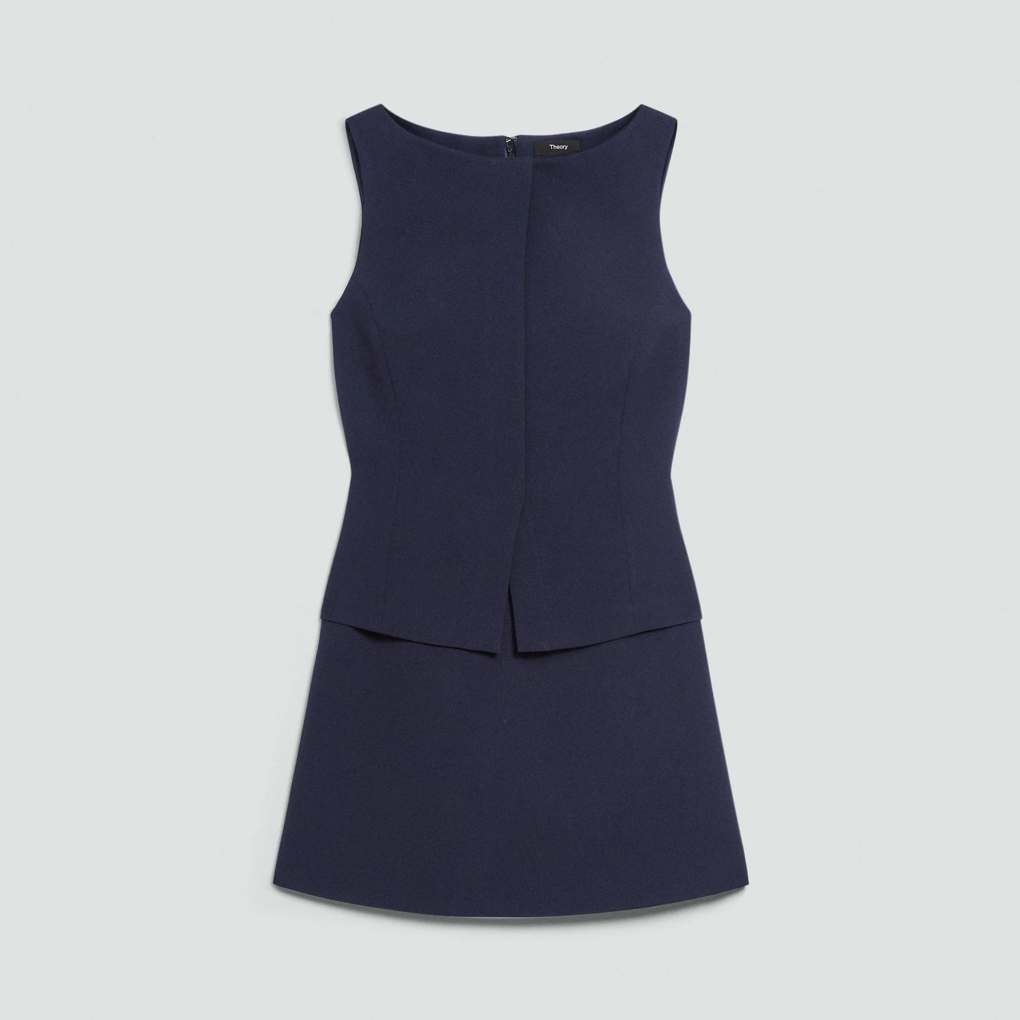 Boatneck Mini Dress in Admiral Crepe - 1