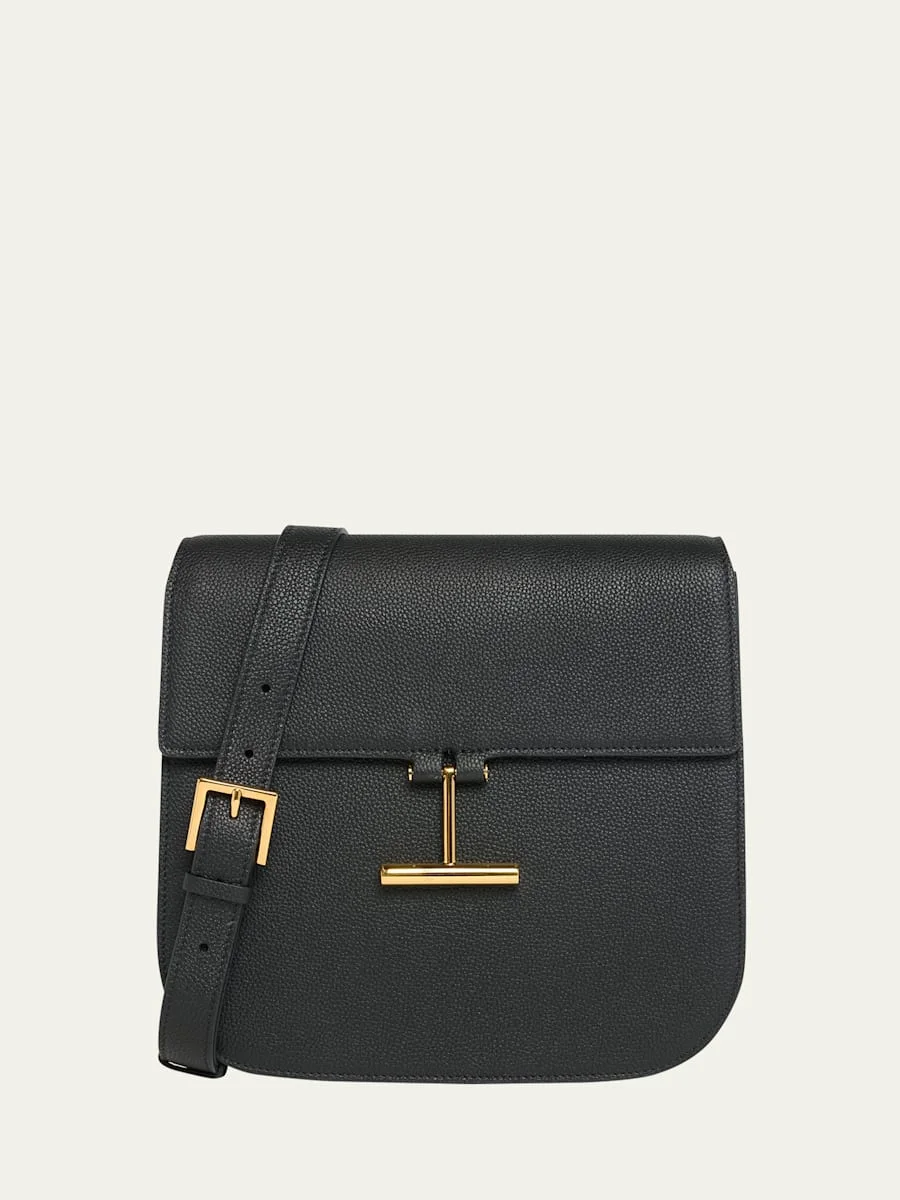Tara Medium Crossbody in Grained Leather with Leather Strap - 1