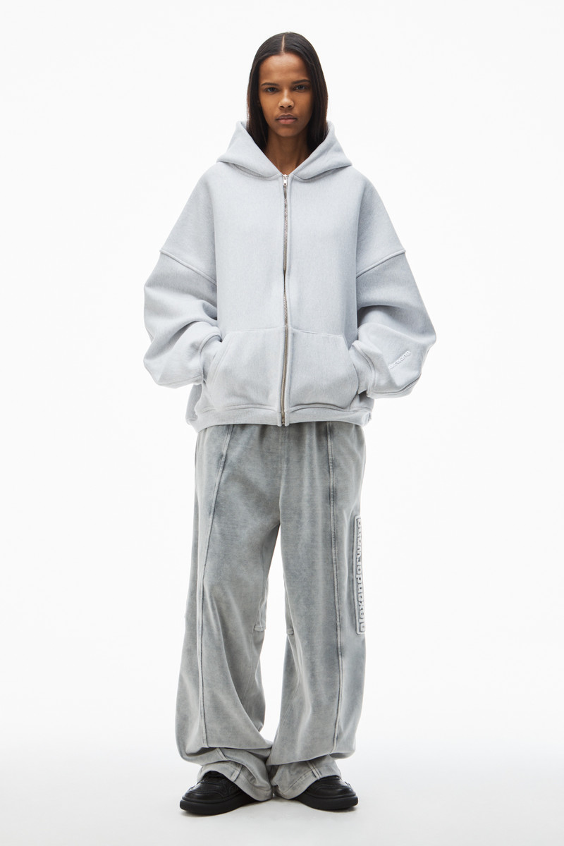 Alexander Wang logo track pant in velour outlook