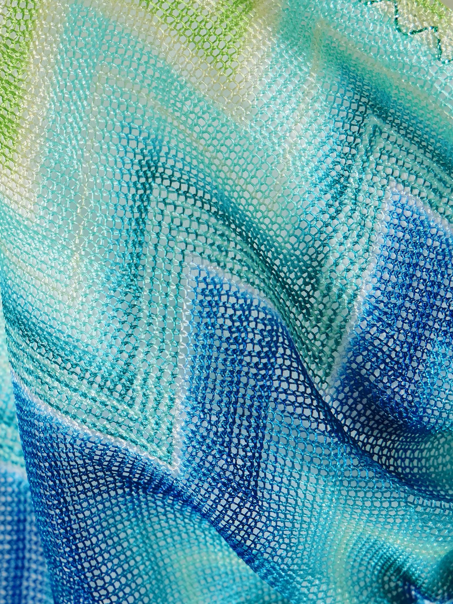Mare fringed striped crochet-knit triangle bikini Turquoise - 4