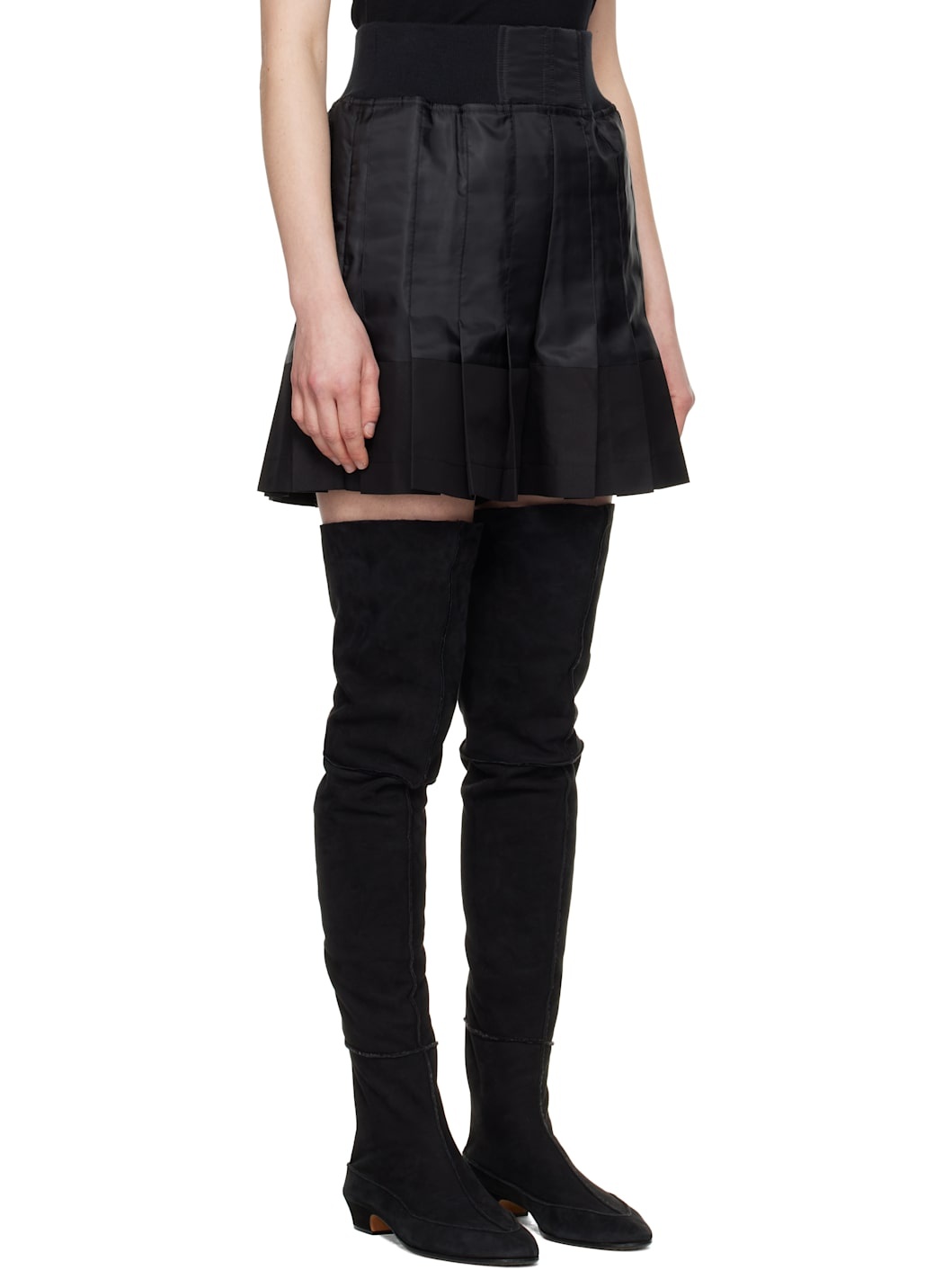 Black Nylon Twill & Gabardine Shorts - 2
