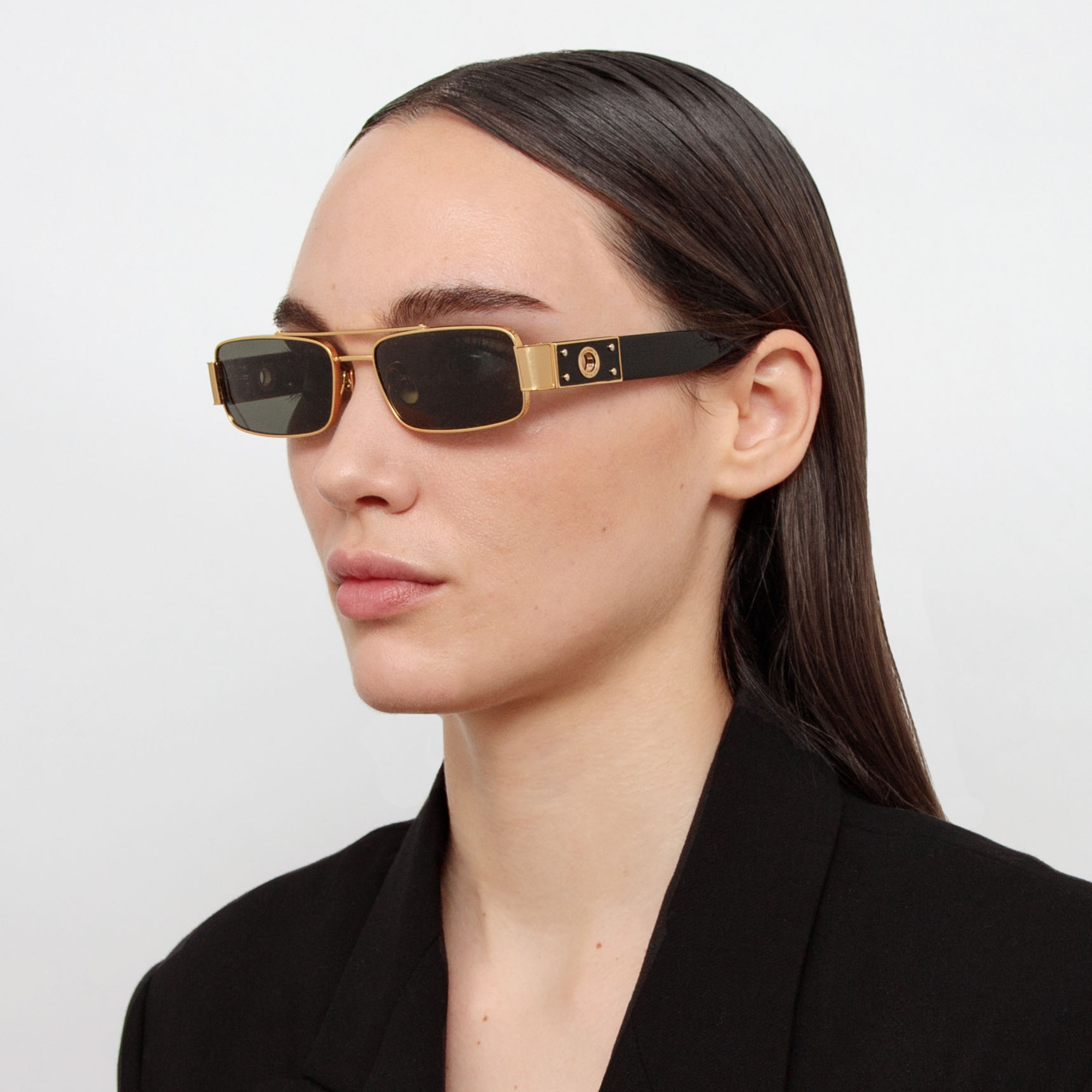 JOEY RECTANGULAR SUNGLASSES IN YELLOW GOLD - 3