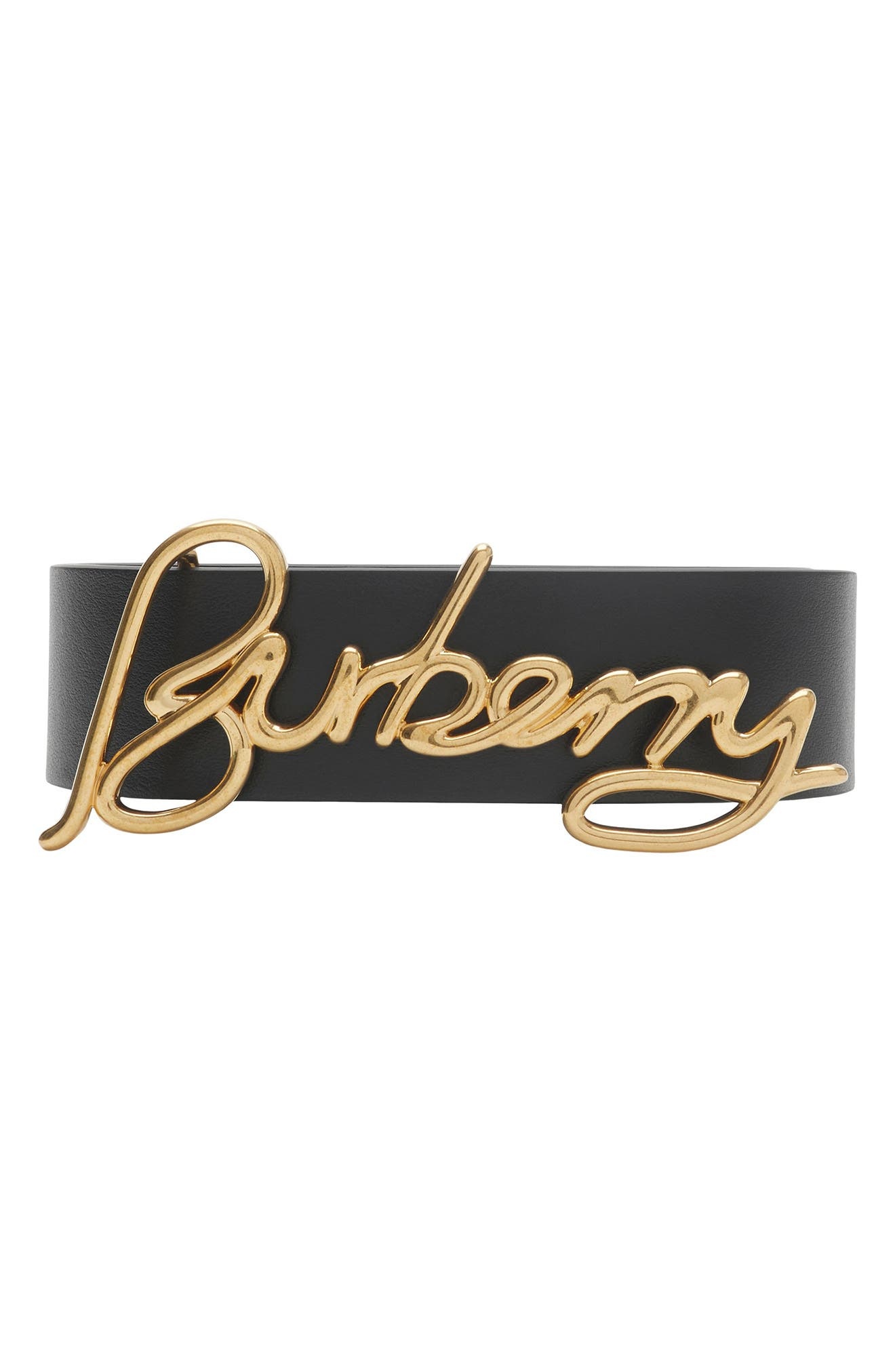 burberry Signature Reversible Leather Belt in Black/Soap at Nordstrom - 1