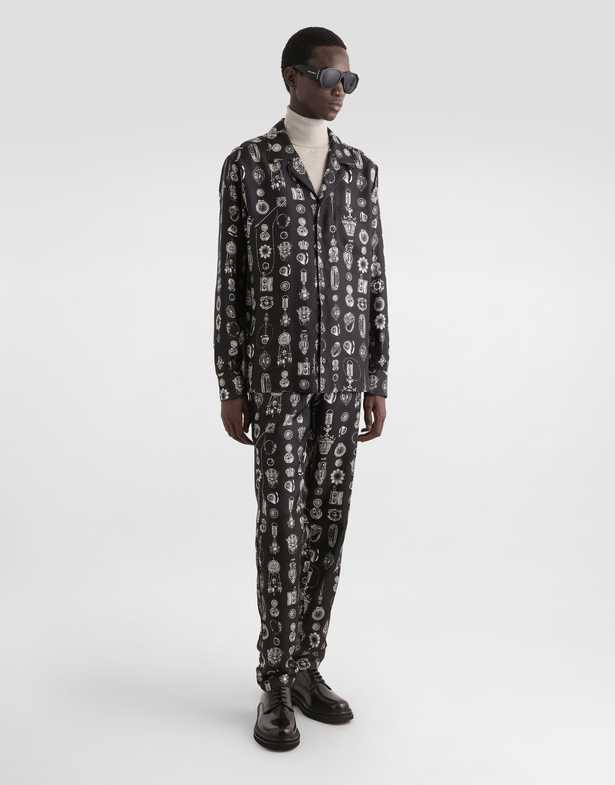 Jewel-print twill trousers - 2