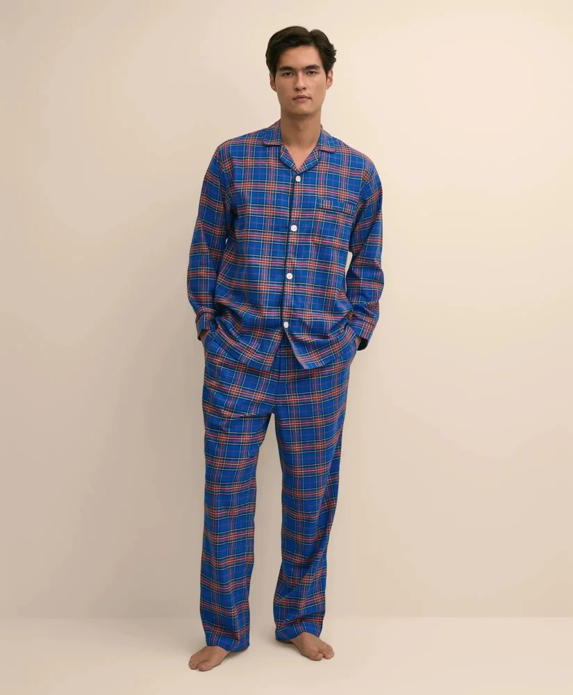 Cotton Flannel Plaid Pajama Set - 1