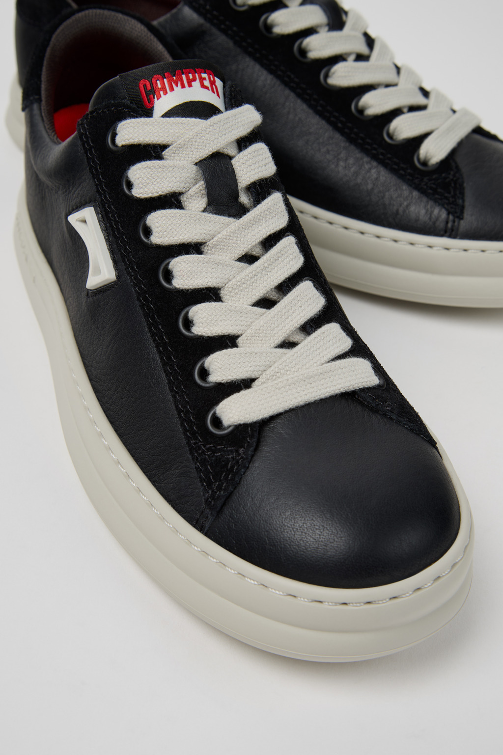 Black Leather and Nubuck Sneakers for Men. - 2