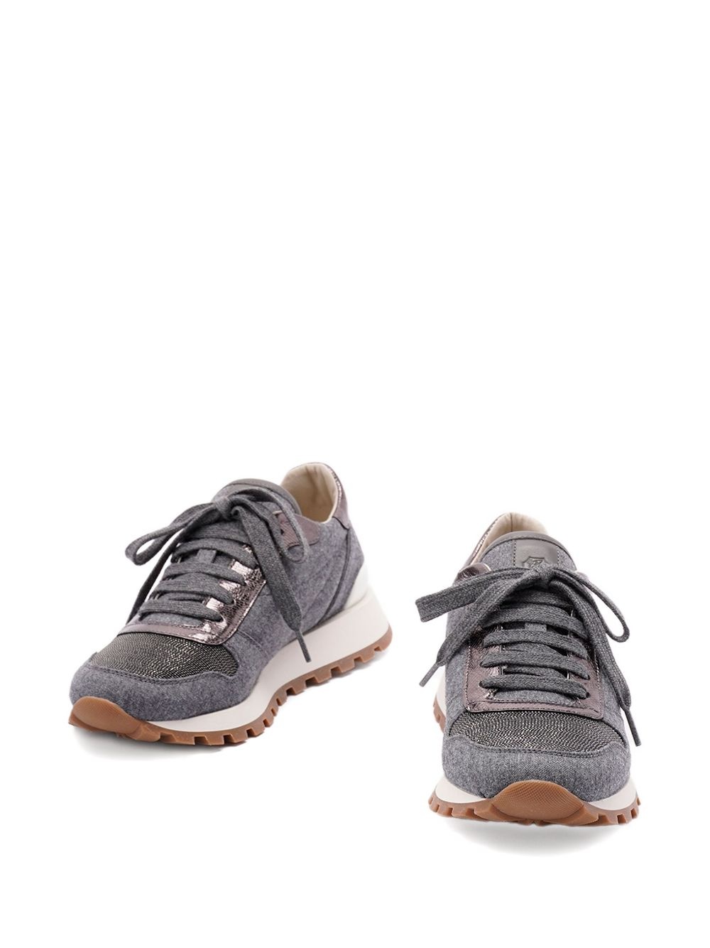 textured lace-up sneakers - 4