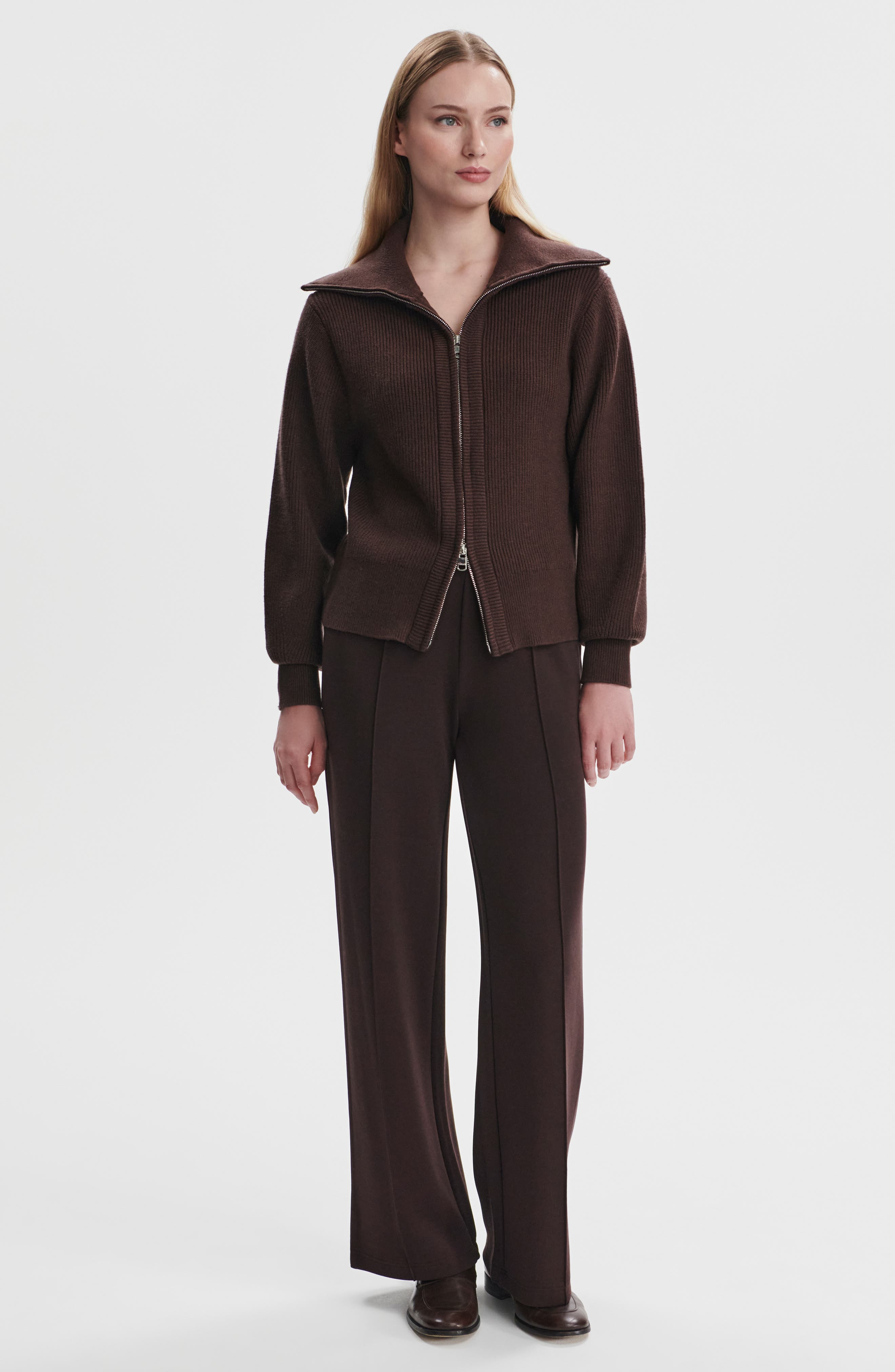 Varley Enrico Knit Zip Jacket in Coffee Bean at Nordstrom - 5