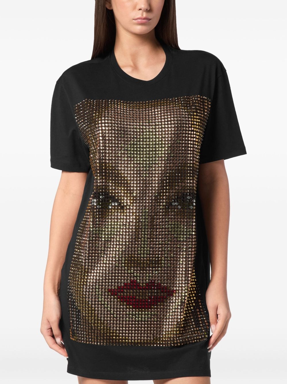 rhinestone-embellished jersey dress - 3