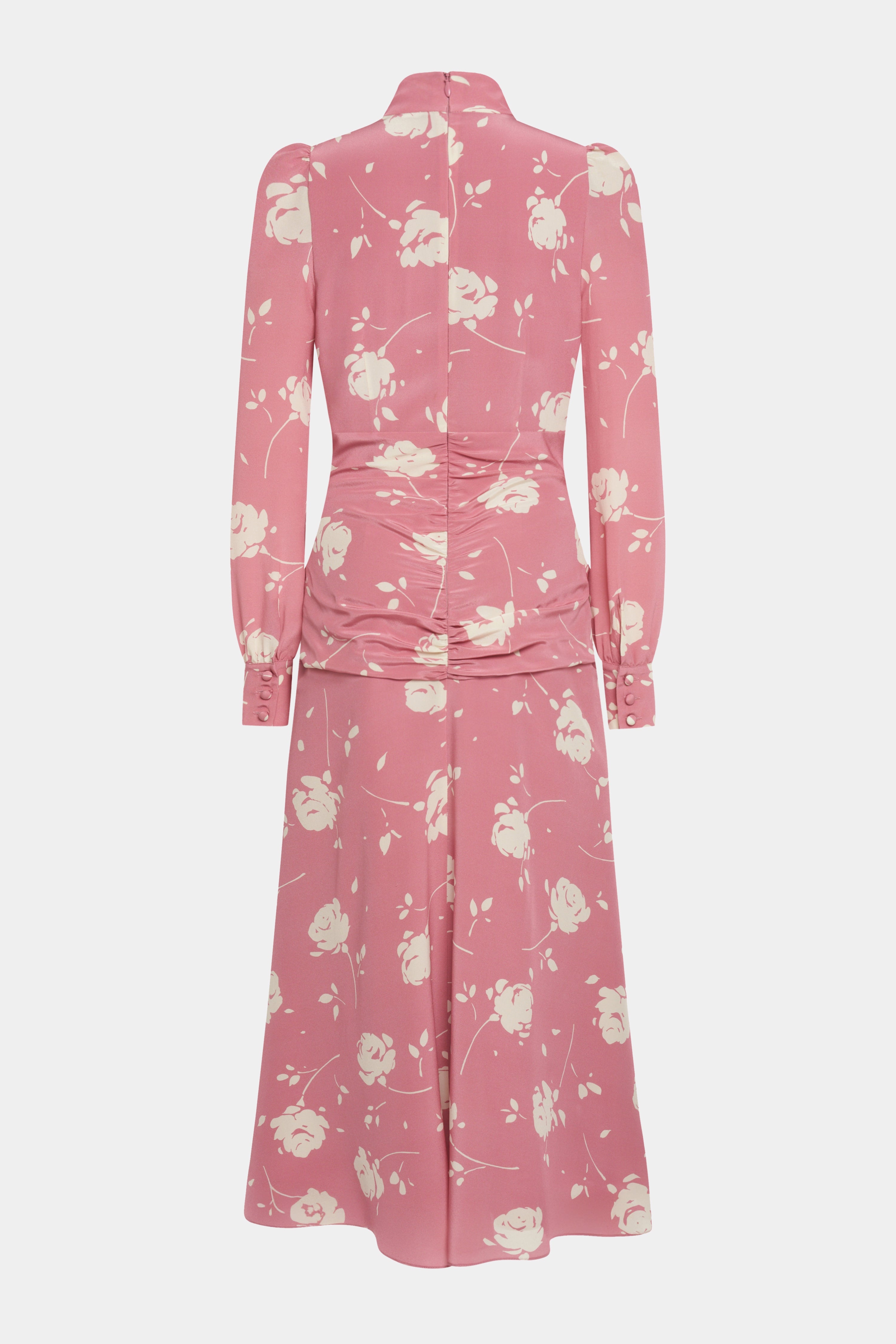ROSE PRINT HIGH NECK DRESS - 2