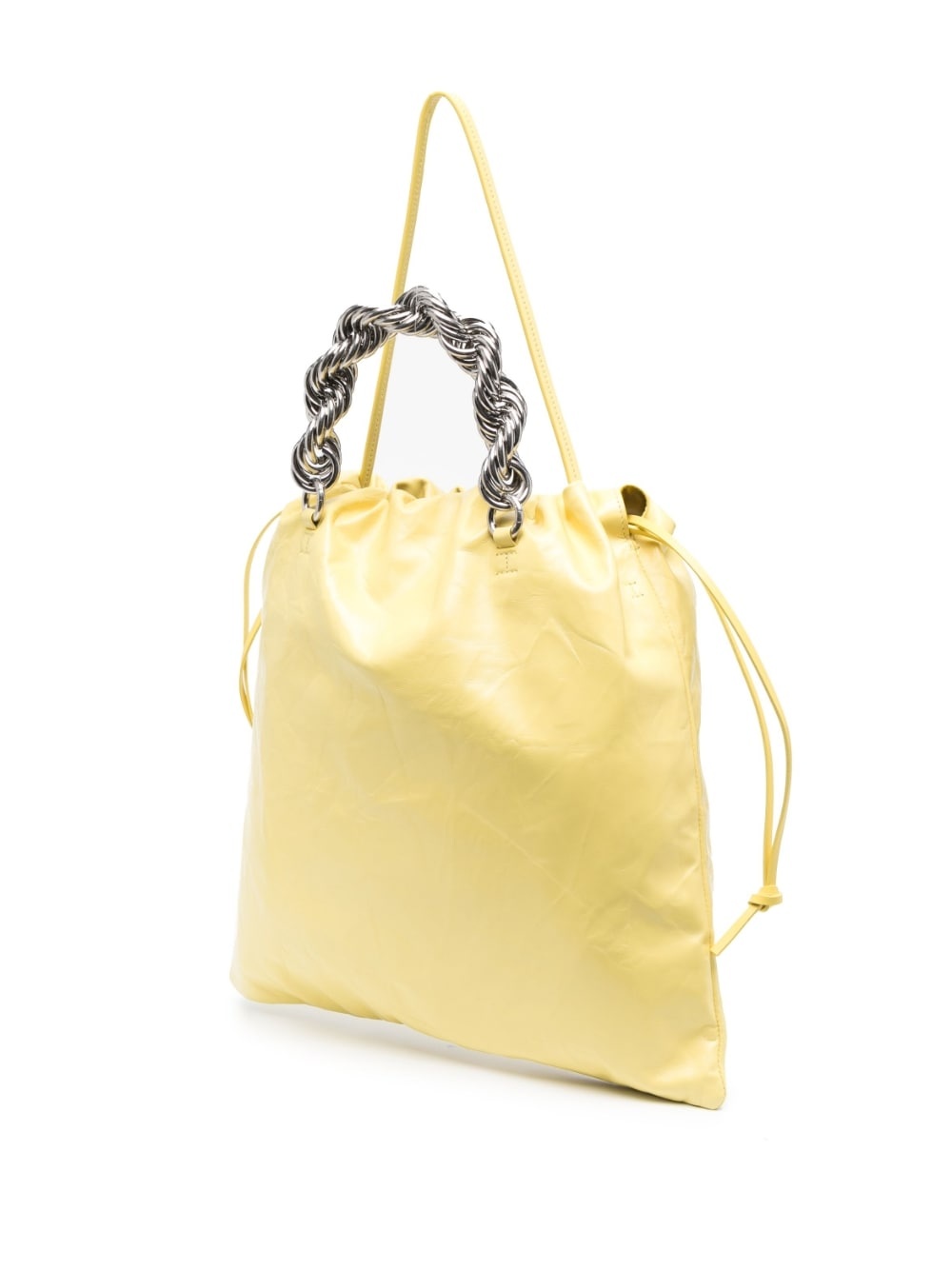 metallic top-handle leather tote bag - 3