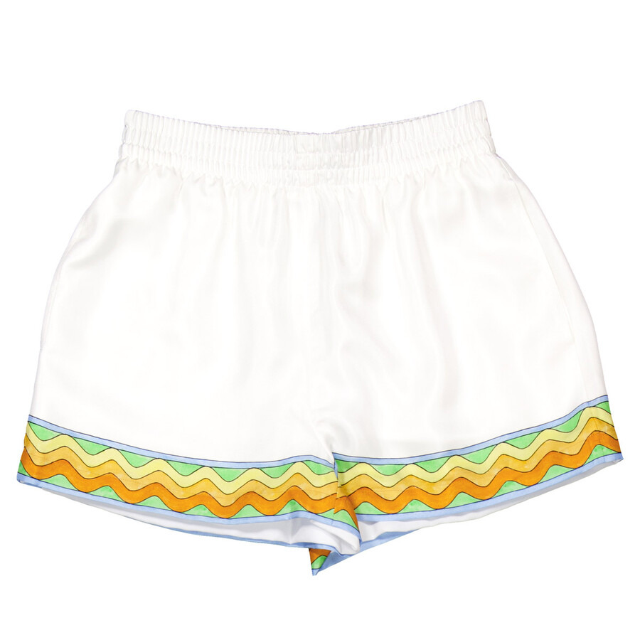 Casablanca Ladies White Afro Cubism Silk Shorts - 5