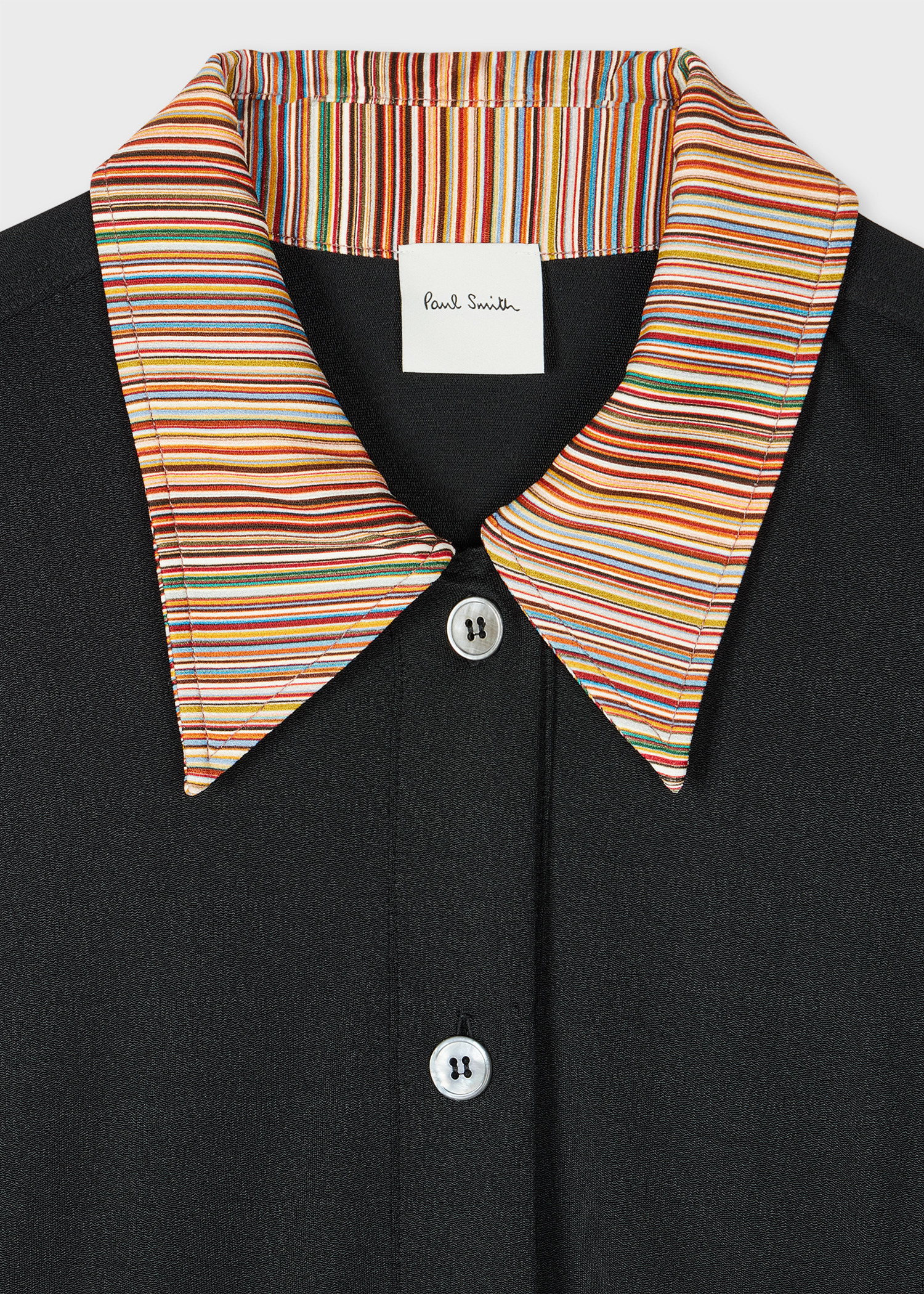 Women's Black 'Signature Stripe' Collar Dress - 2