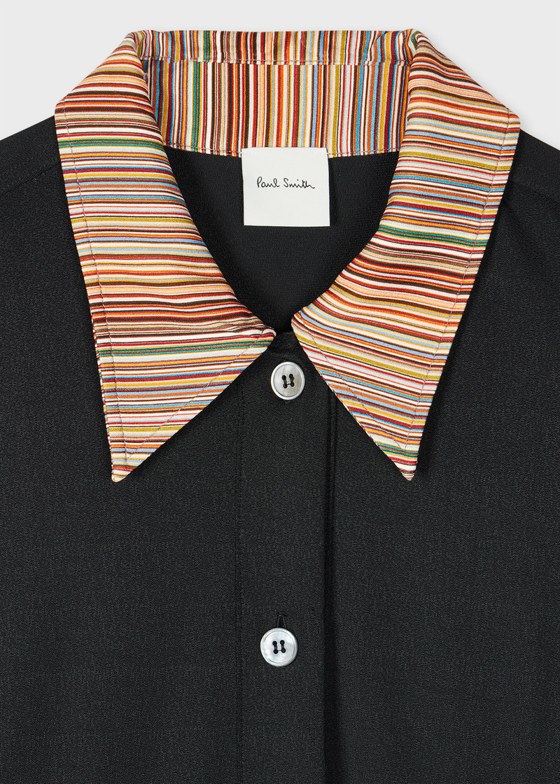 Paul Smith Women's Black 'Signature Stripe' Collar Dress outlook