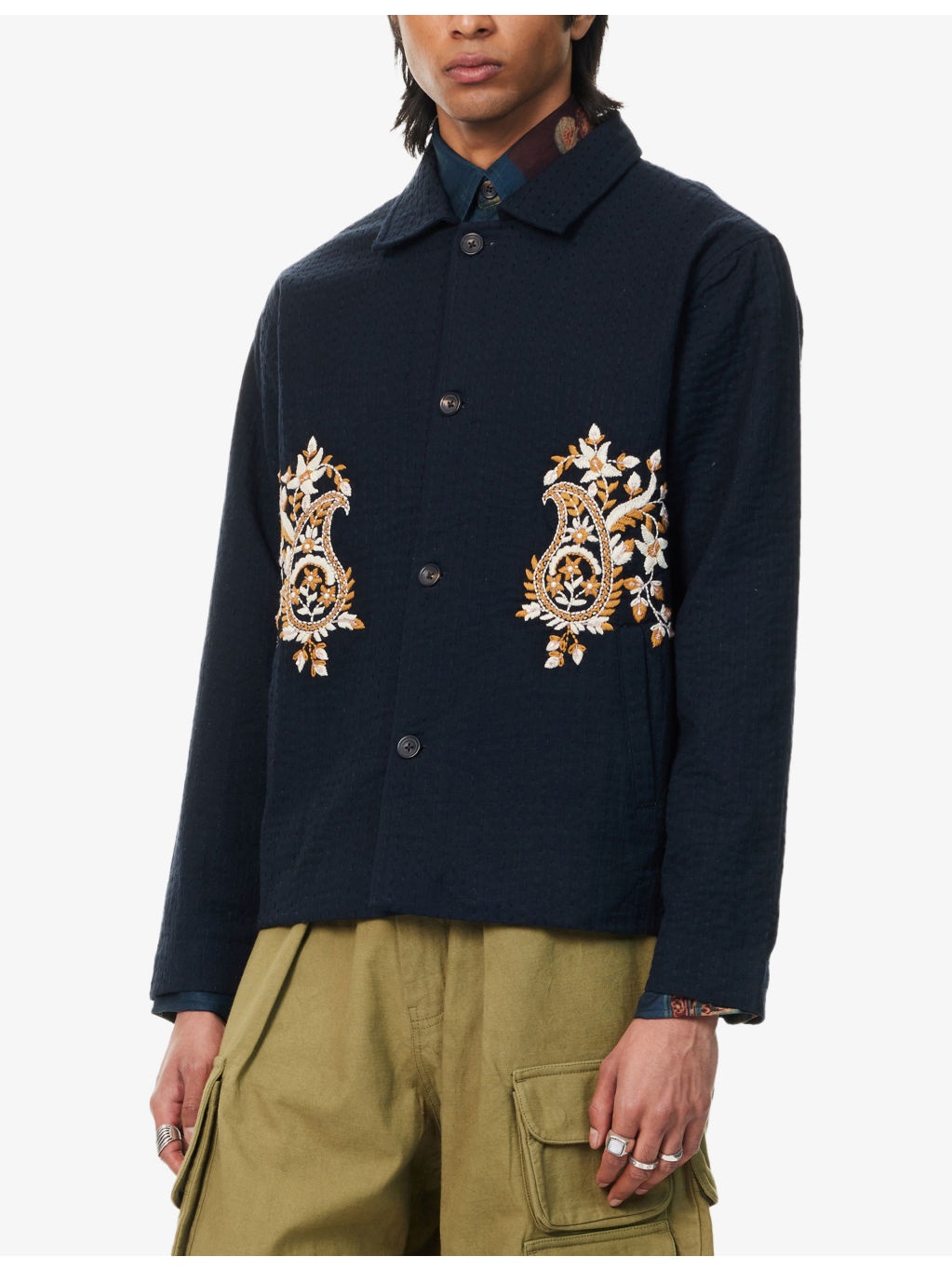 Embroidered Cropped Cotton Jacket - 3