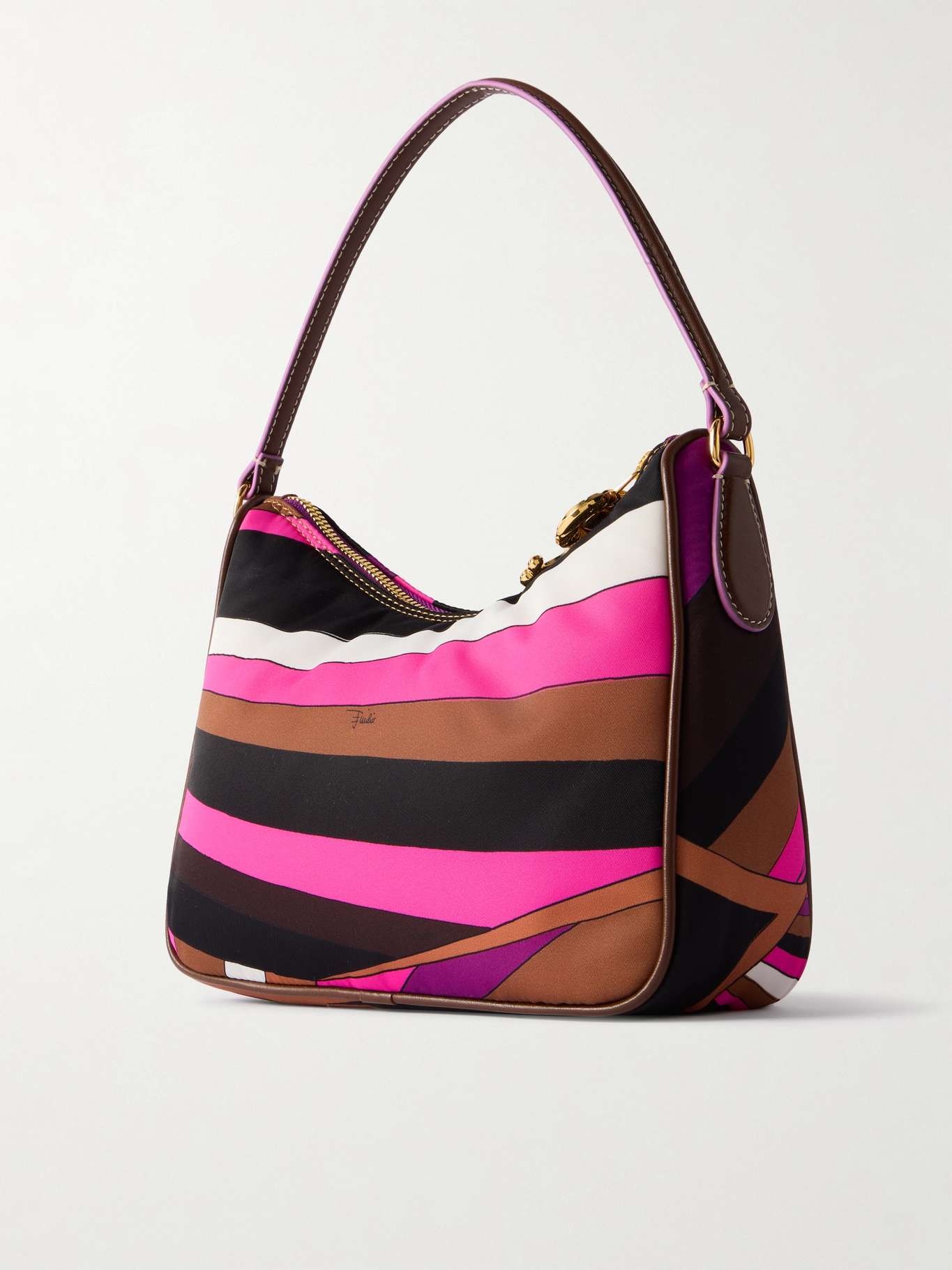 Leather-trimmed printed padded shell shoulder bag - 3