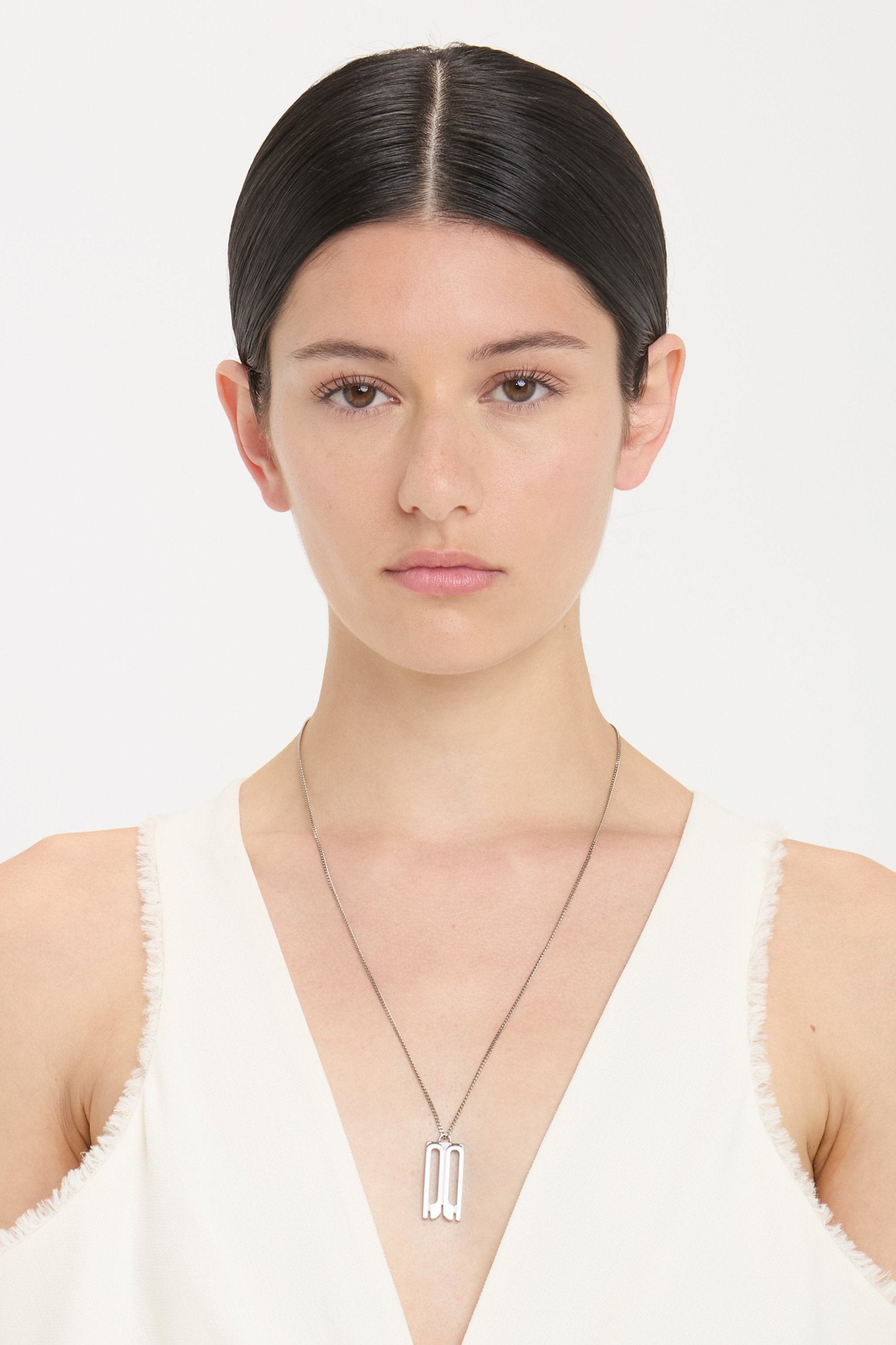 B Frame Necklace In Silver - 2