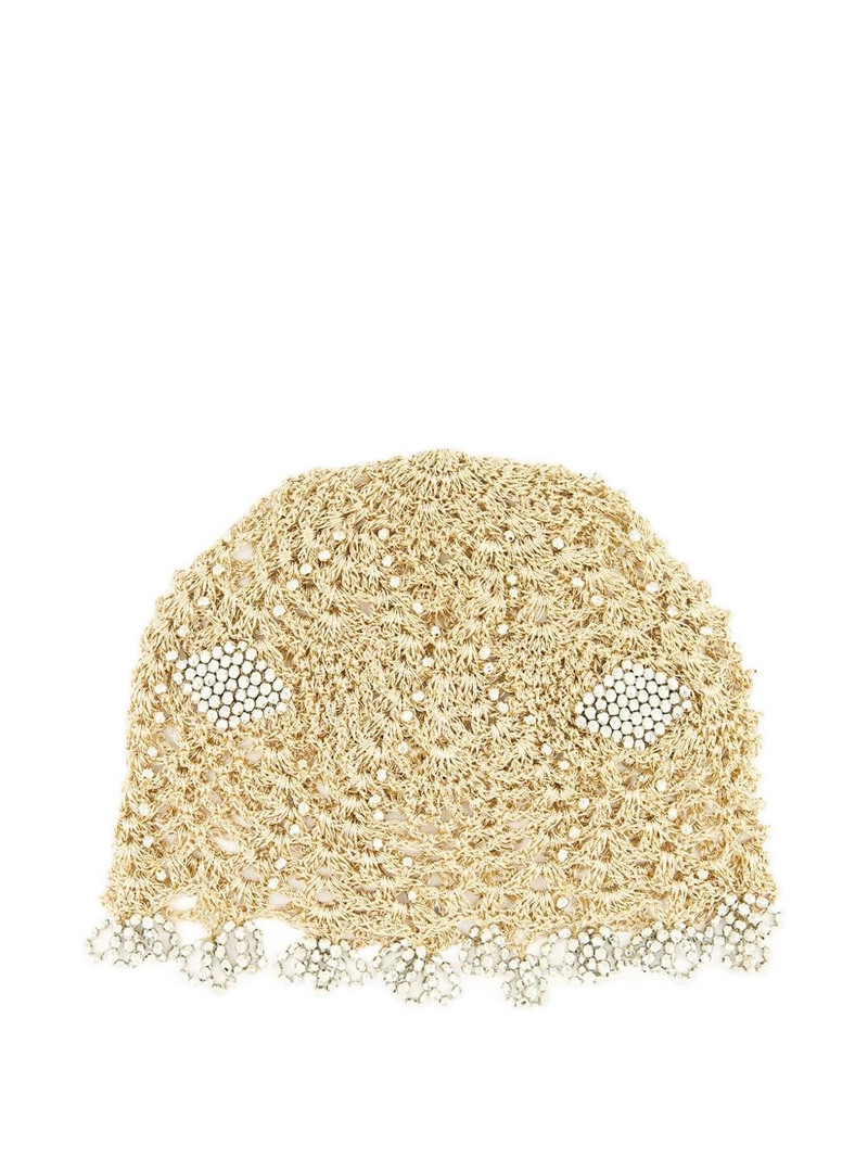 rabanne crochet-knit beaded hat outlook