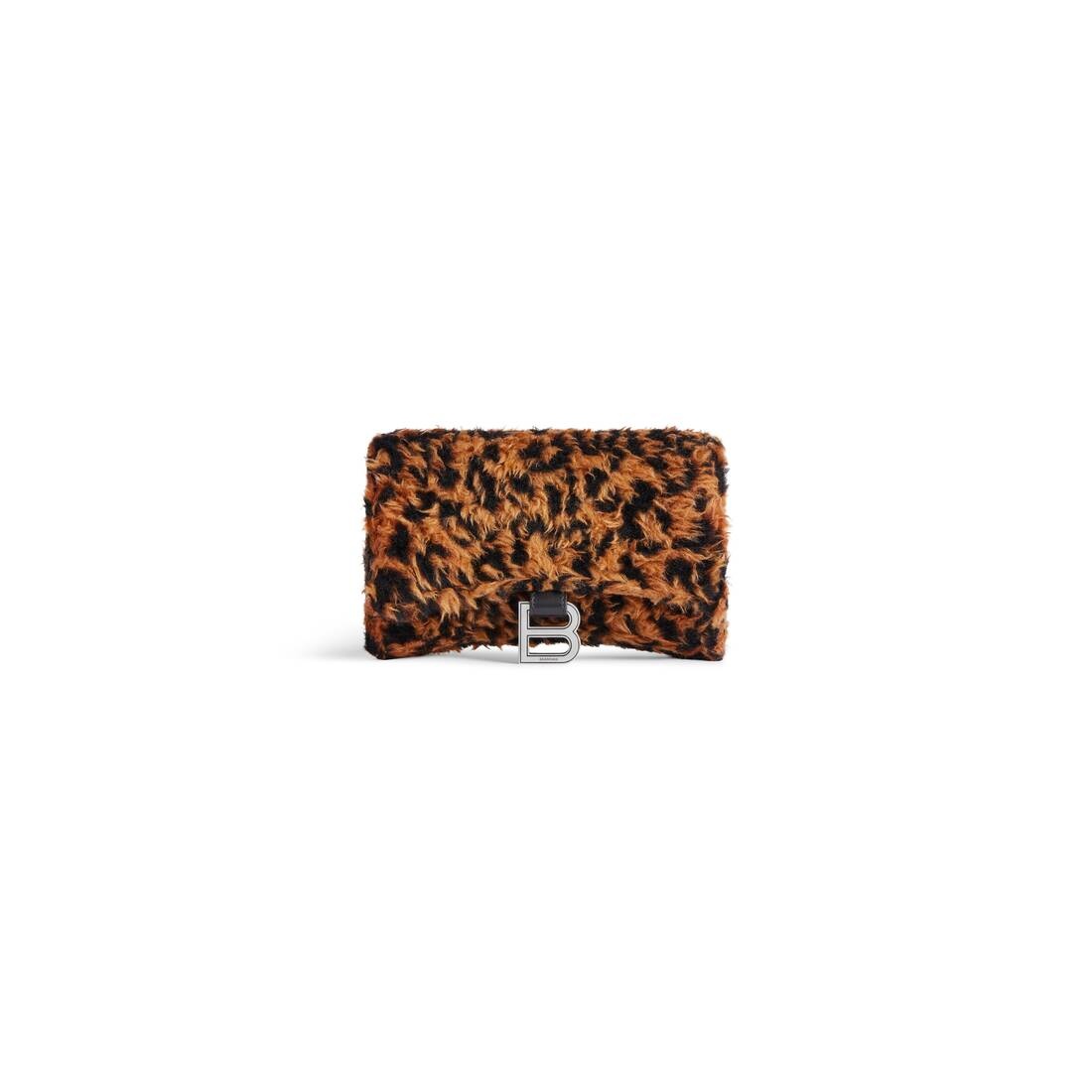 ショルダーバッグ・ポシェット BALENCIAGA HOURGLASS WALLET ON CHAIN WITH LEOPARD PRINT Balenciaga Hourglass Wallet On Chain with Leopard Print