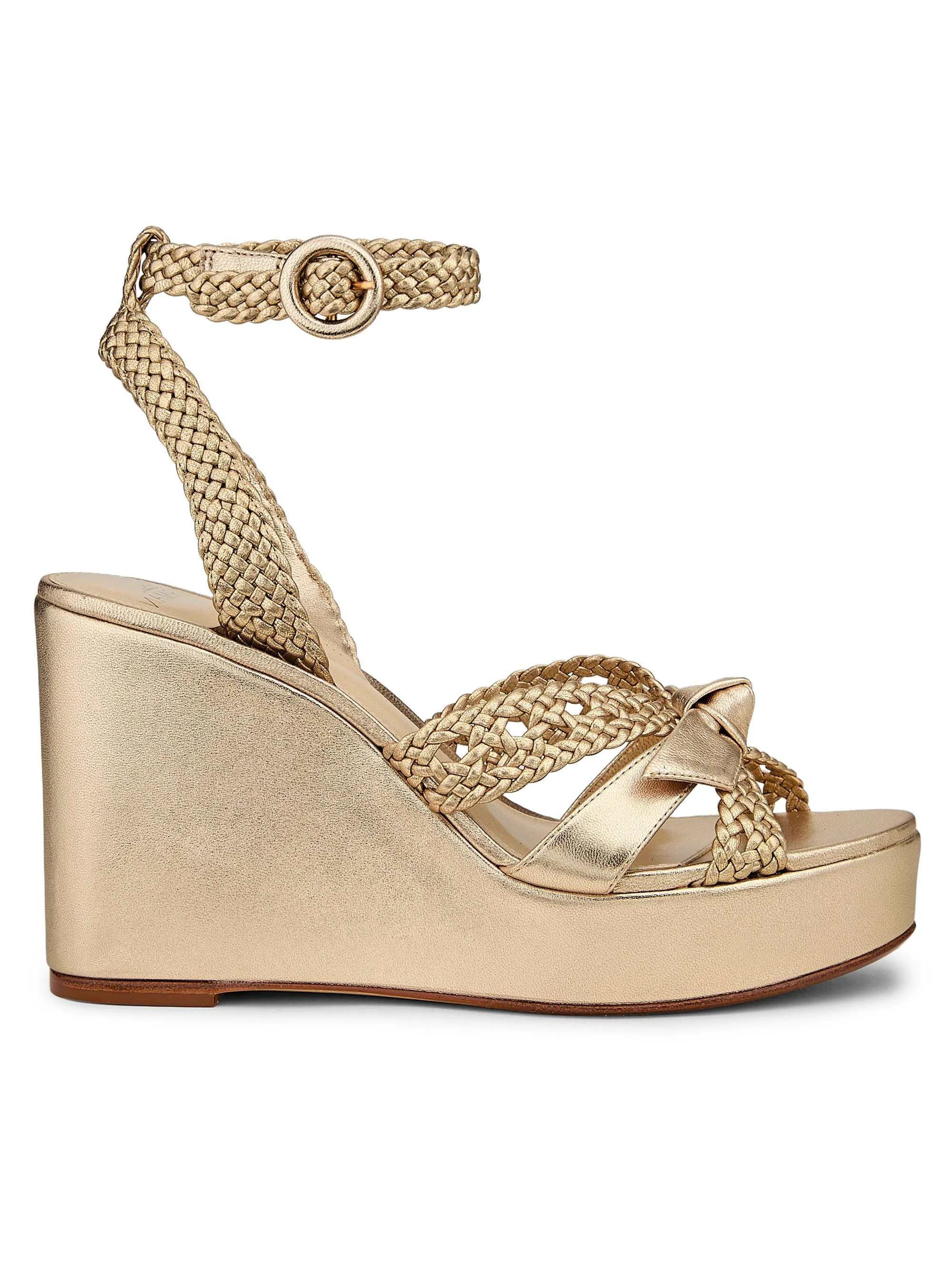 Women's Suelita 100MM Leather Platform Wedge Sandals - Golden - 1