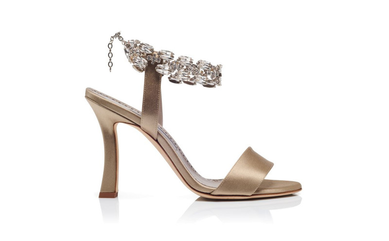 Light Brown Satin Embellished Sandals 1