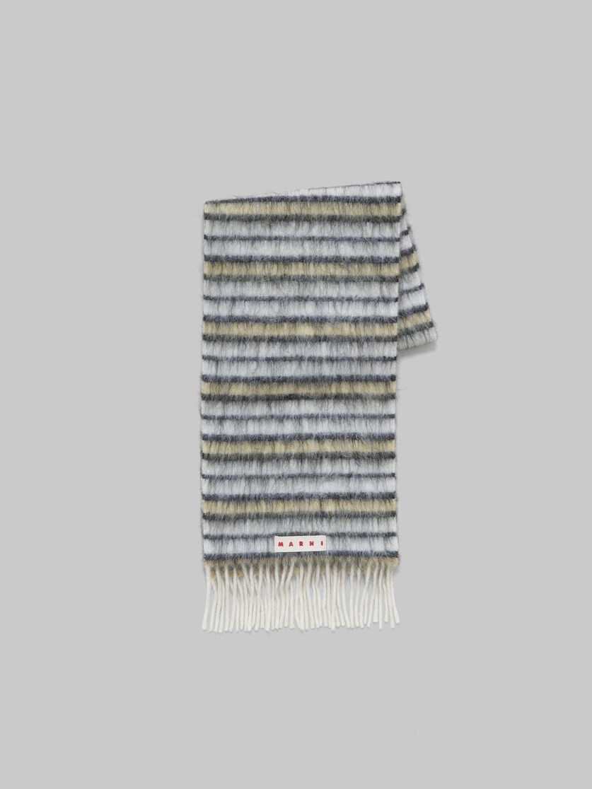 WHITE WOOL AND MOHAIR SCARF WITH STRIPED PATTERN - 1